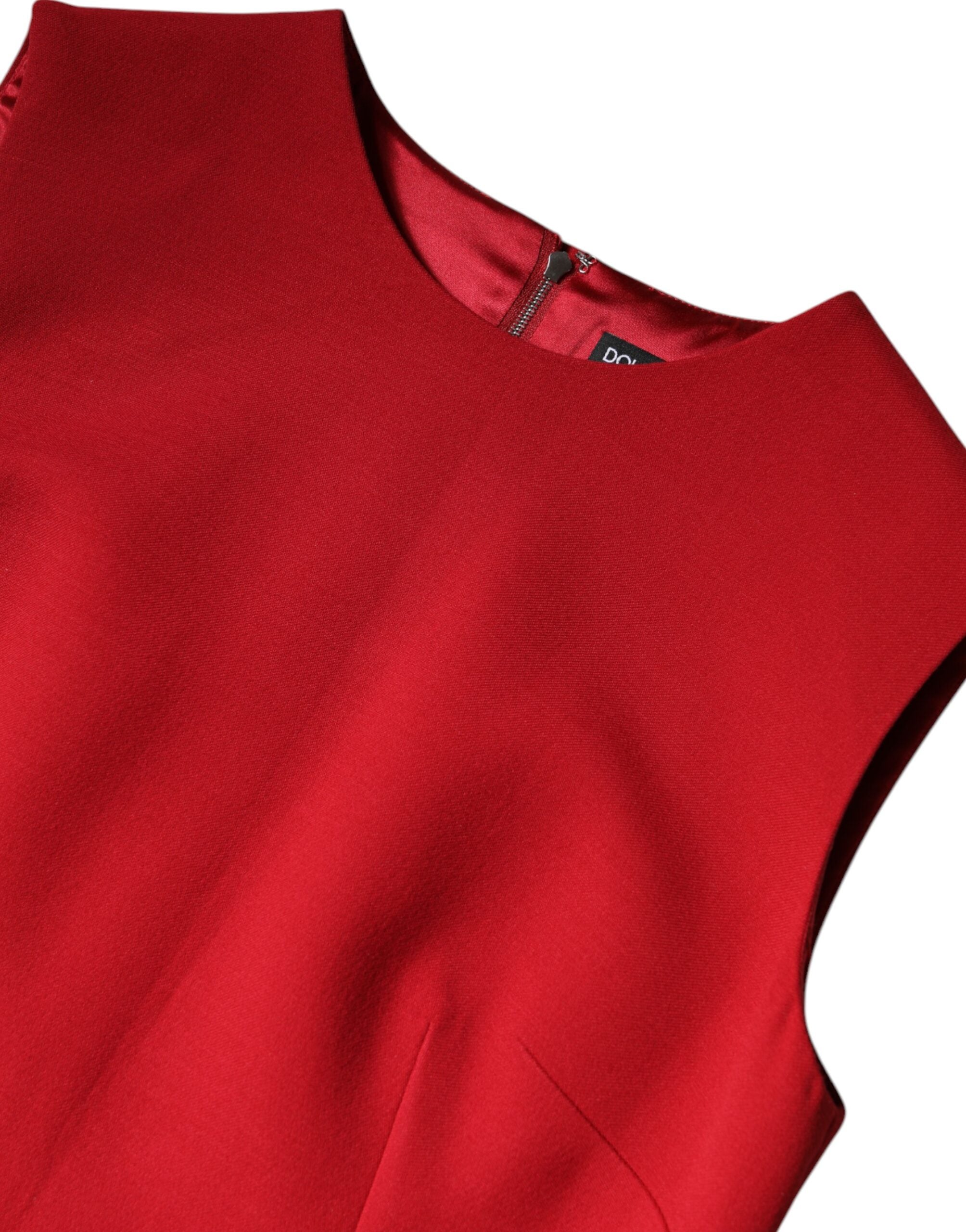 Dolce & Gabbana Red Wool Sleeveless Knee Length A-line Dress Dolce & Gabbana