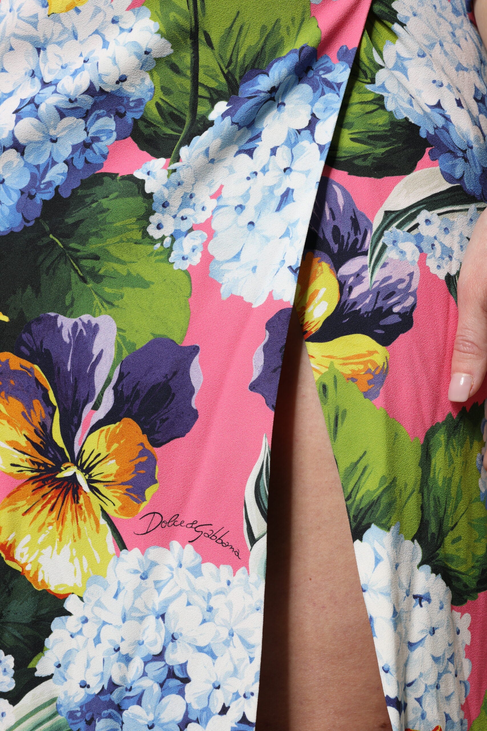 Dolce & Gabbana Multicolor Floral Side Slit Midi Dress Dolce & Gabbana