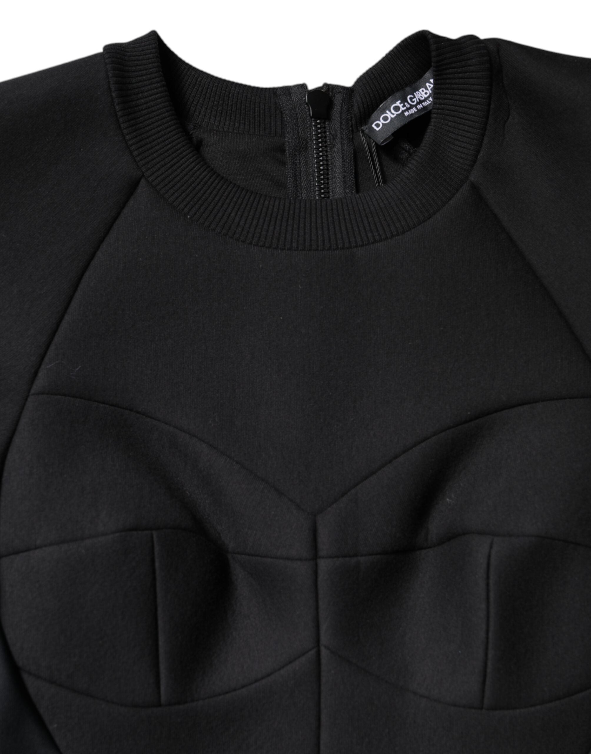 Dolce & Gabbana Black Cotton Long Sleeves A-line Mini Dress Dolce & Gabbana