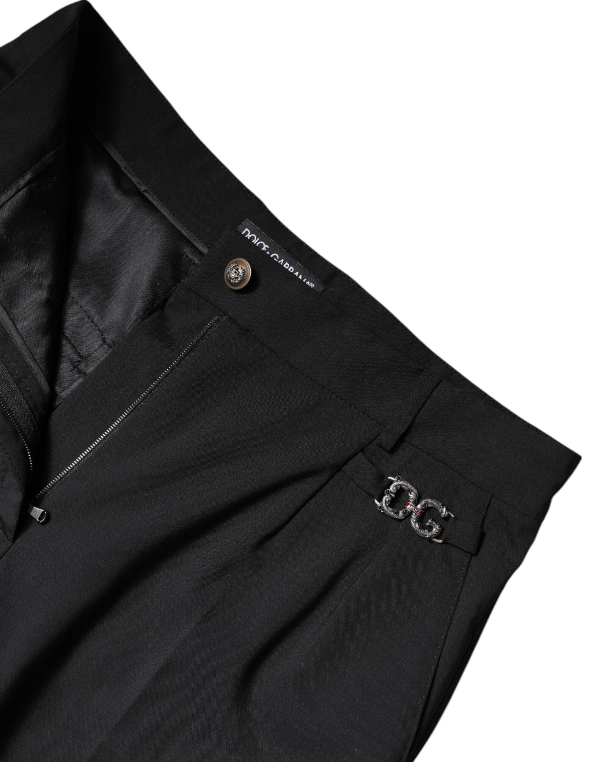 Dolce & Gabbana Black Polyester High Waist Dress Pants Dolce & Gabbana