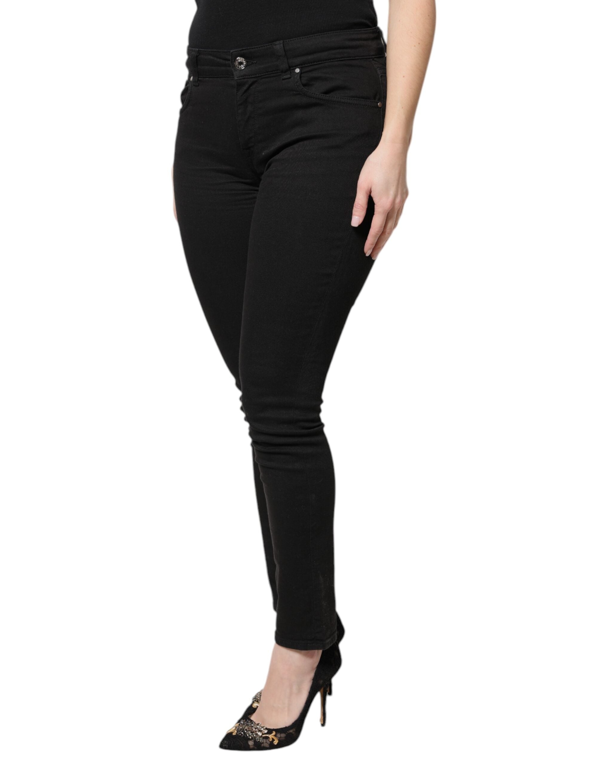 Dolce & Gabbana Black Cotton High Waist Skinny Denim Jeans Dolce & Gabbana