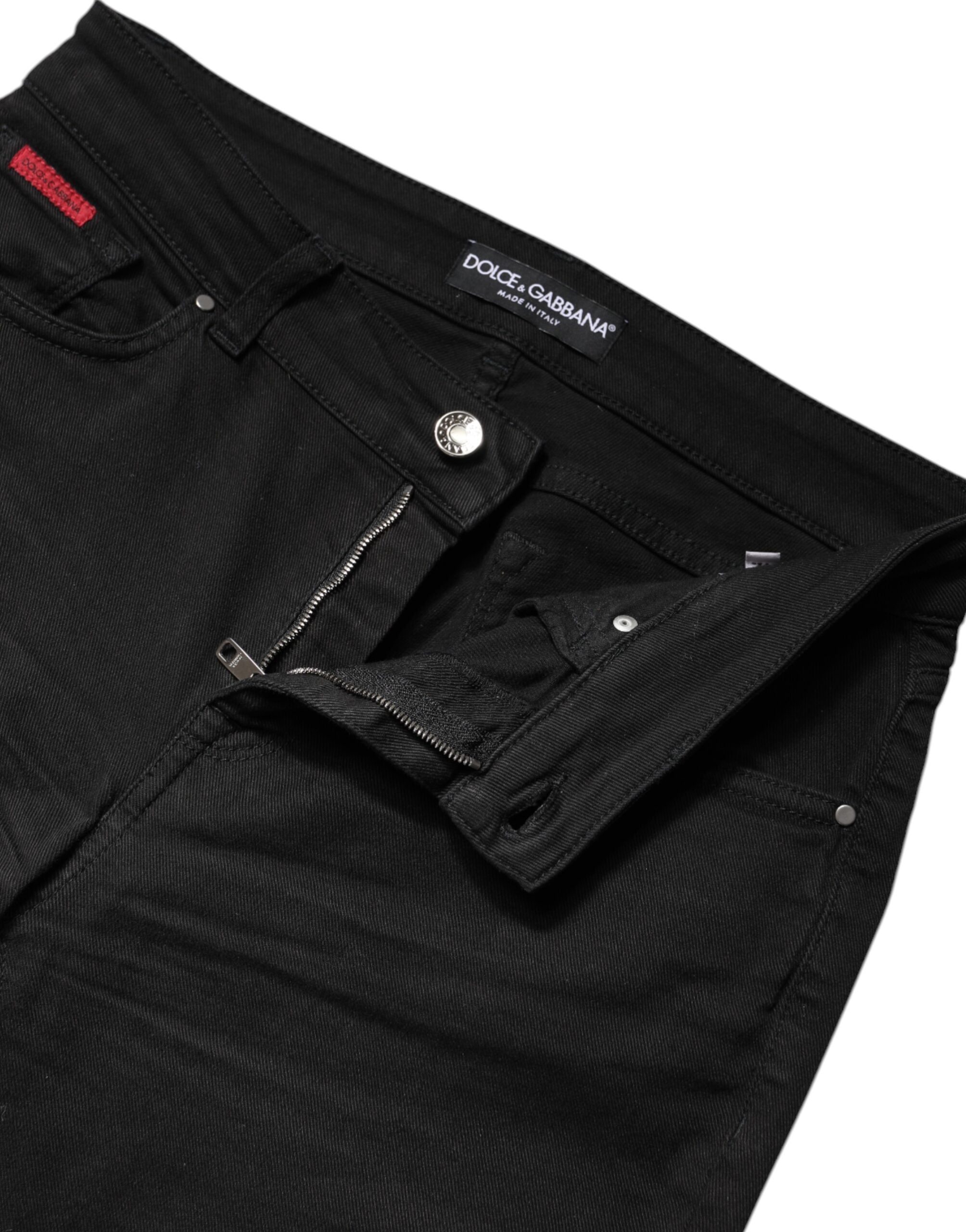 Dolce & Gabbana Black Cotton High Waist Skinny Denim Jeans Dolce & Gabbana
