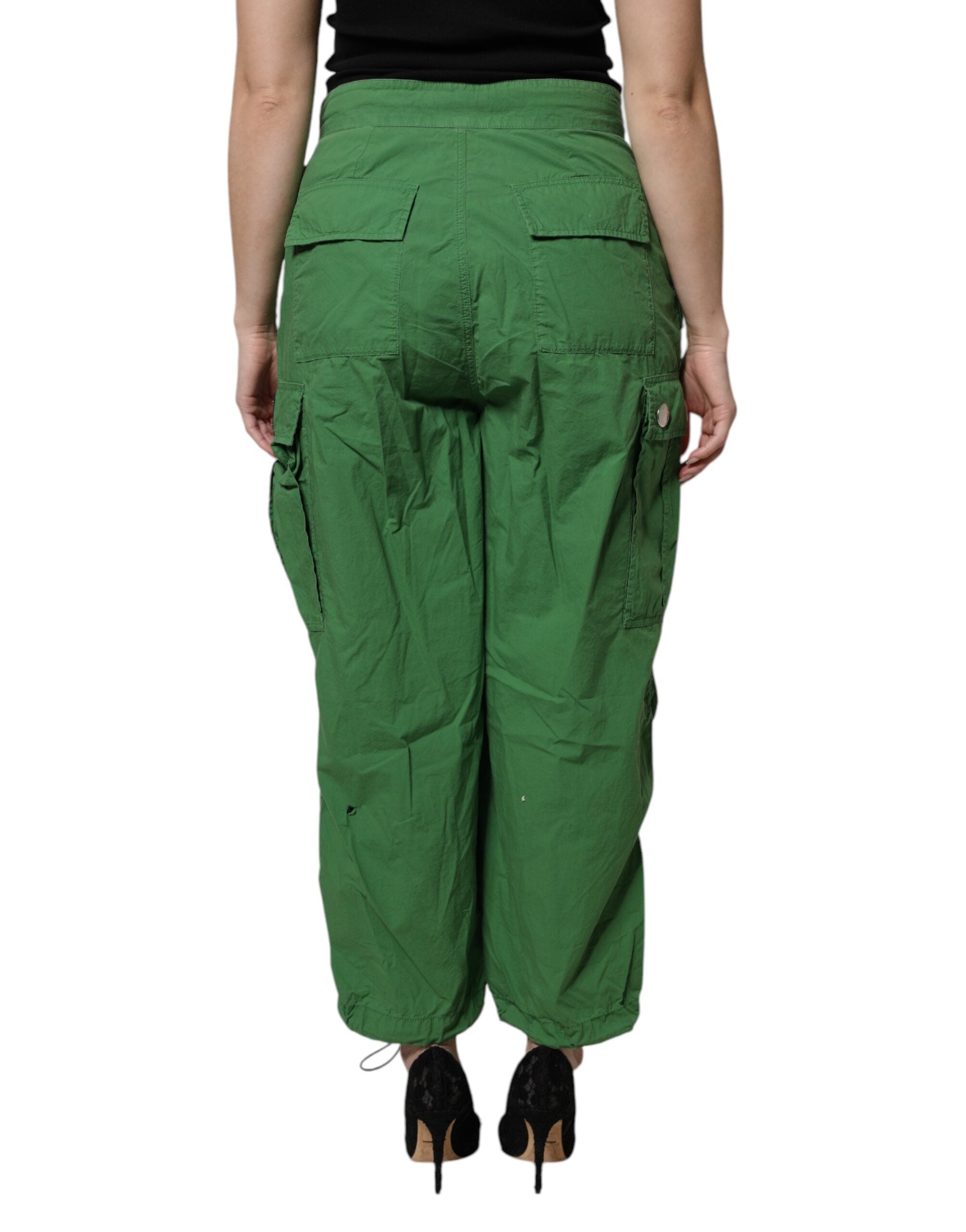 Dolce & Gabbana Green Cotton High Waist Cargo Pants Dolce & Gabbana