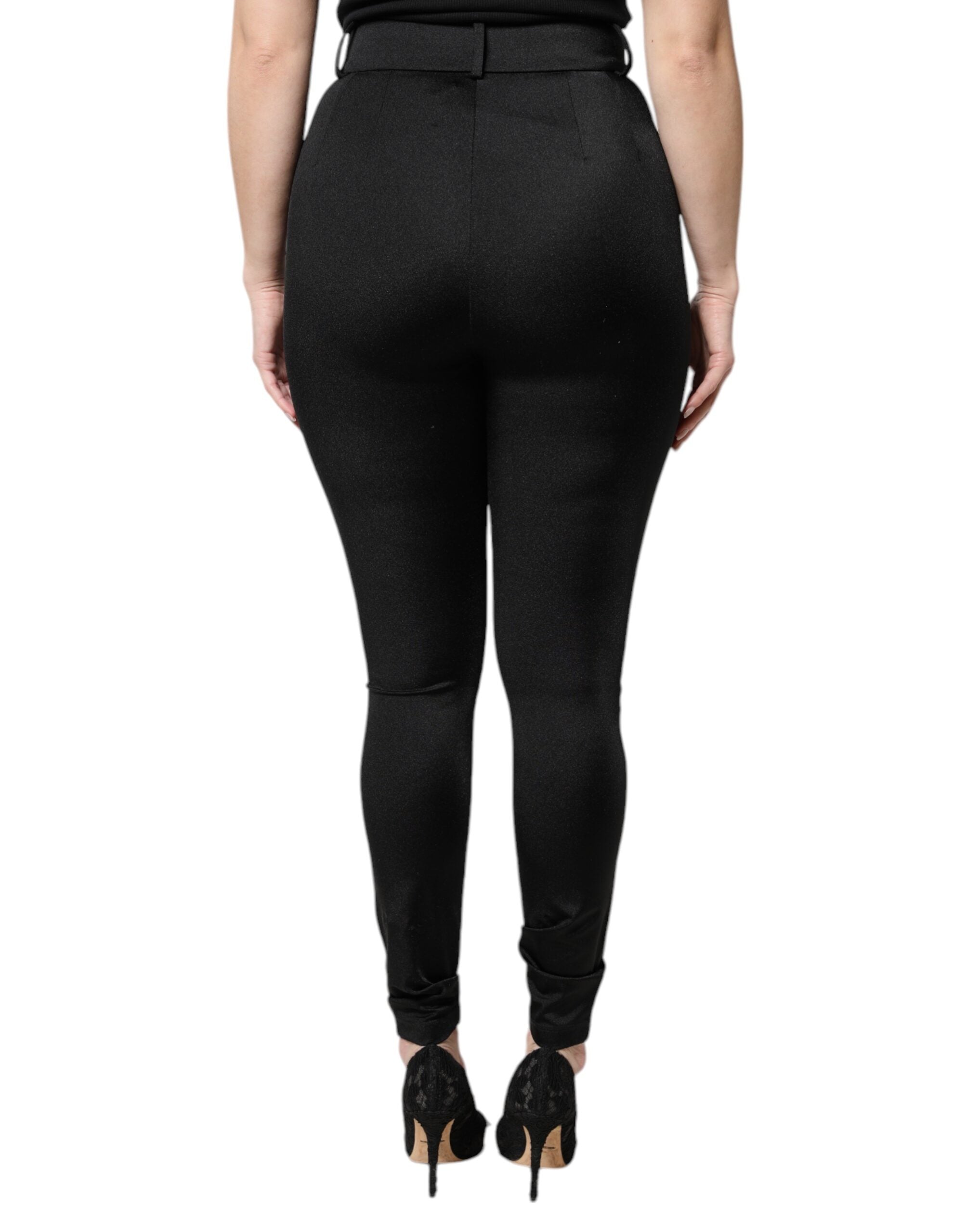 Dolce & Gabbana Black Nylon High Waist Slim Fit Pants Dolce & Gabbana
