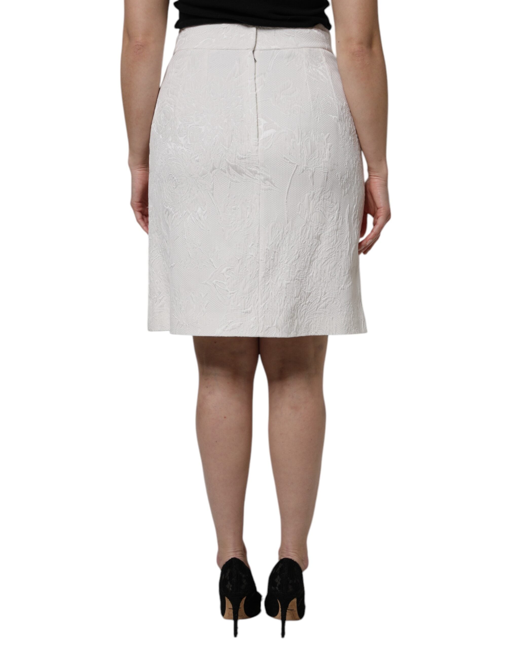 Dolce & Gabbana White High Waist Knee Length Pencil Skirt Dolce & Gabbana