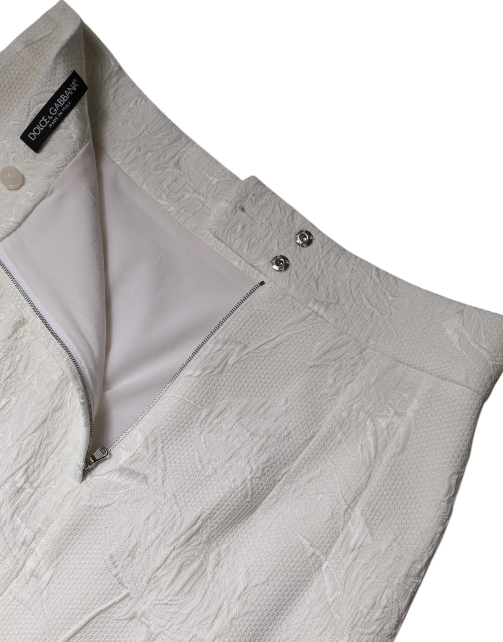 Dolce & Gabbana White High Waist Knee Length Pencil Skirt Dolce & Gabbana