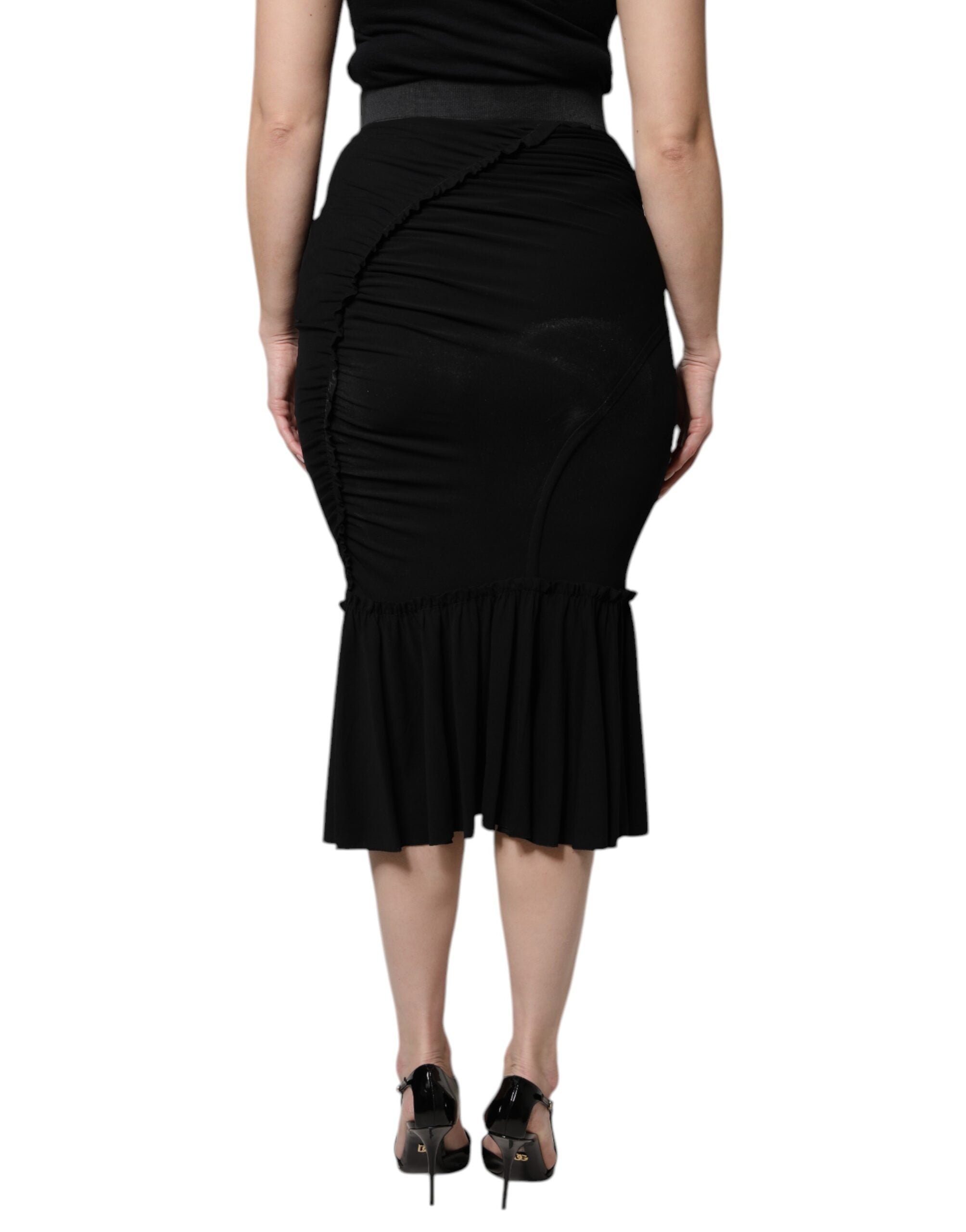 Dolce & Gabbana Black Mermaid Cut High Waist Midi Skirt Dolce & Gabbana