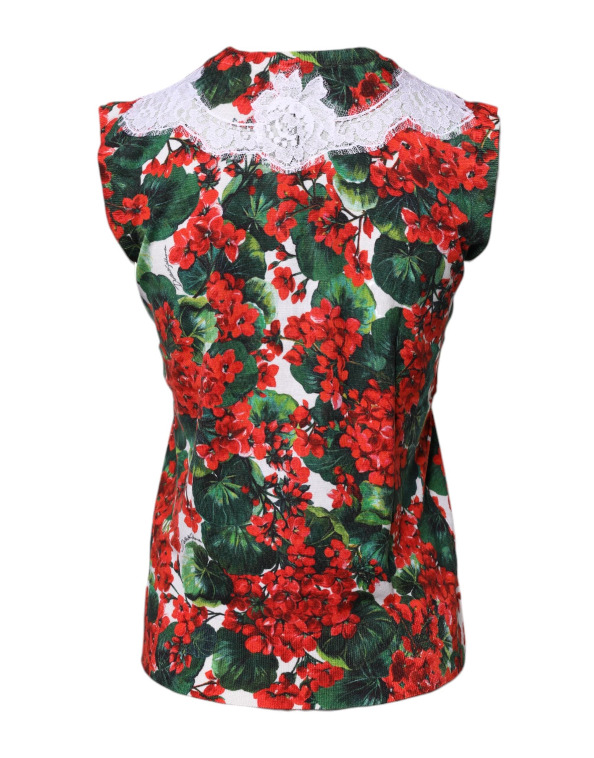 Dolce & Gabbana Multicolor Floral Lace Sleeveless Tank Top Dolce & Gabbana
