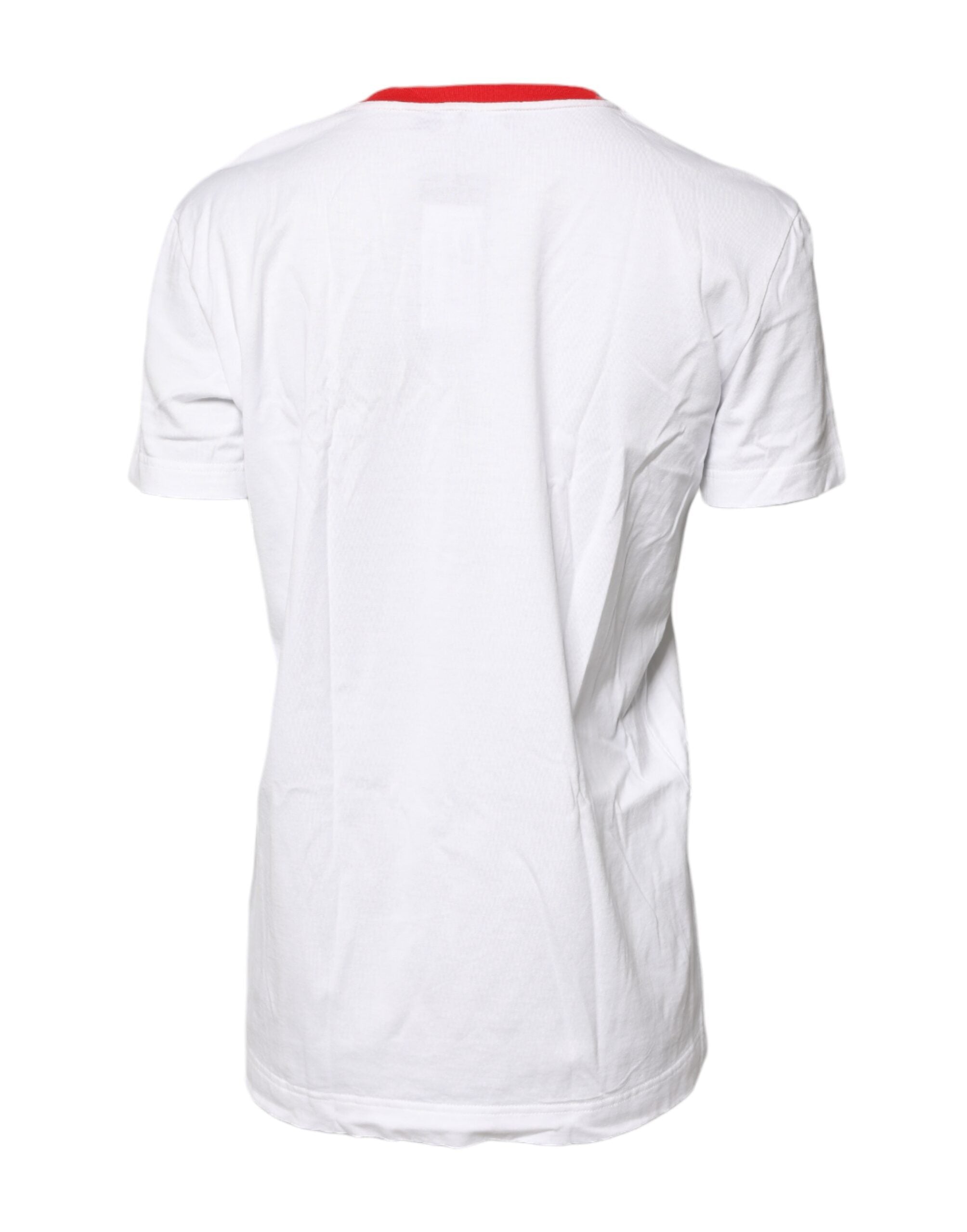 Dolce & Gabbana White Graphic Print Cotton Crew Neck T-shirt Dolce & Gabbana