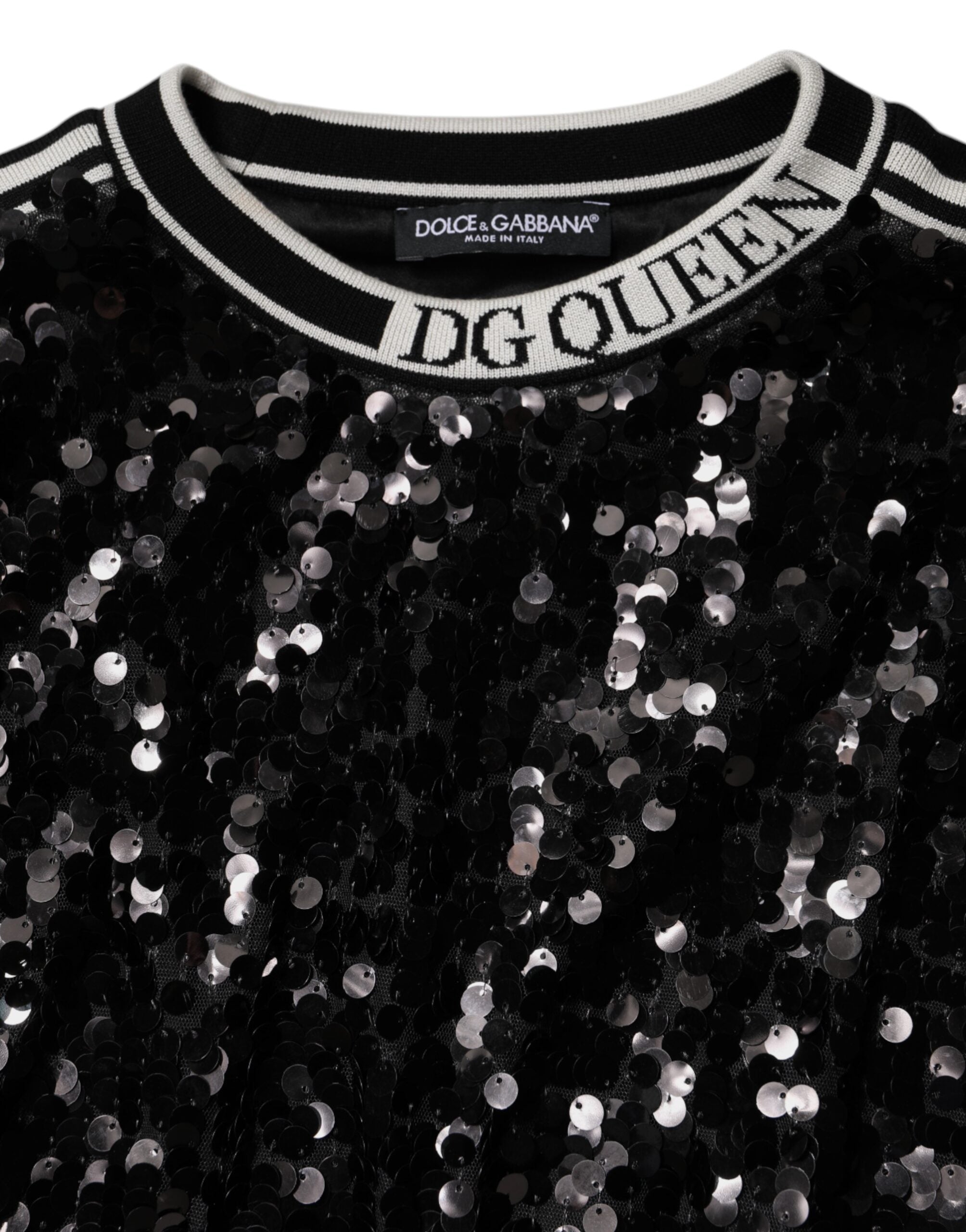 Dolce & Gabbana Black DG Queen Sequin Pullover Sweater Dolce & Gabbana