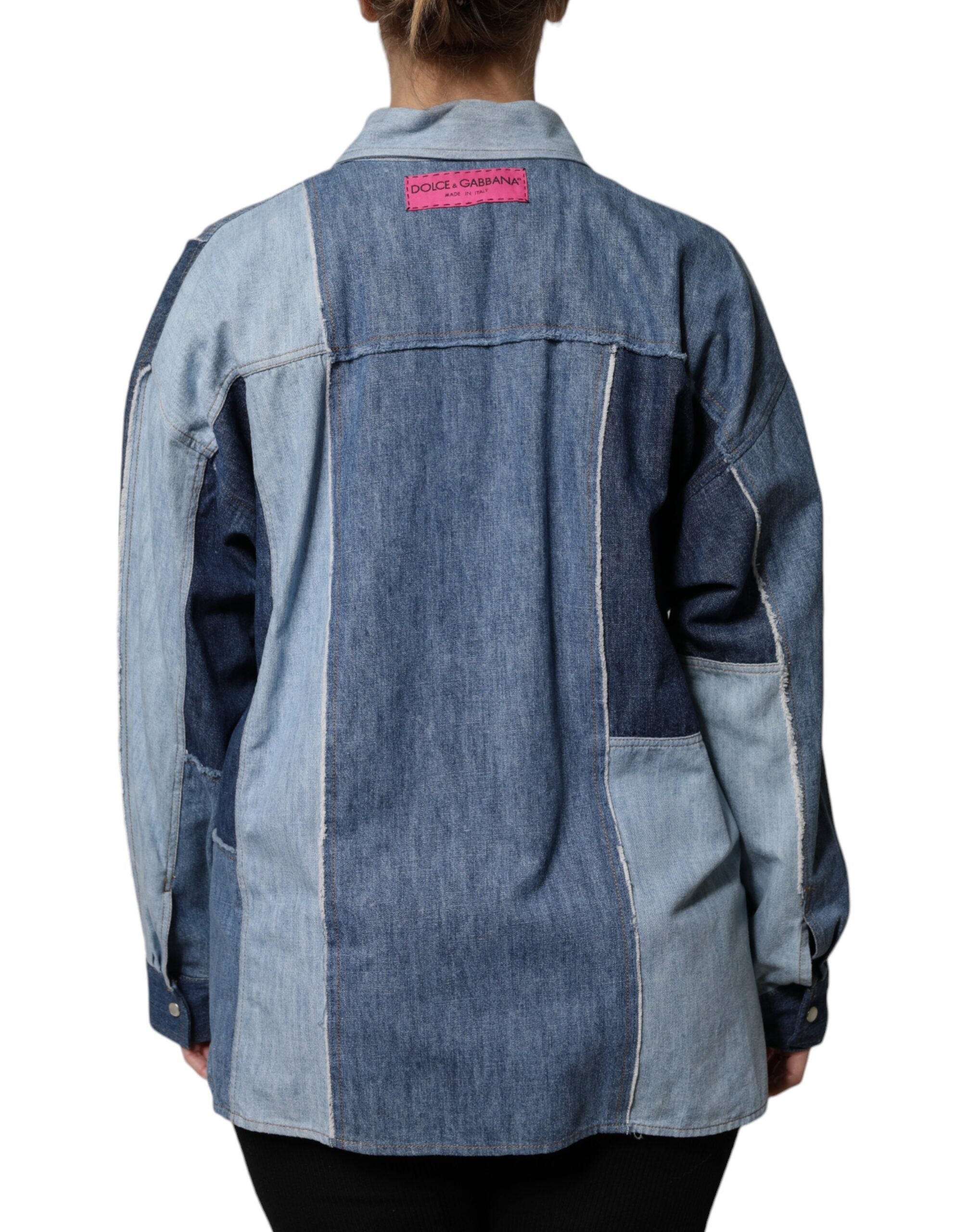 Dolce & Gabbana Blue Cotton Button Up Collared Long Sleeve Top Dolce & Gabbana