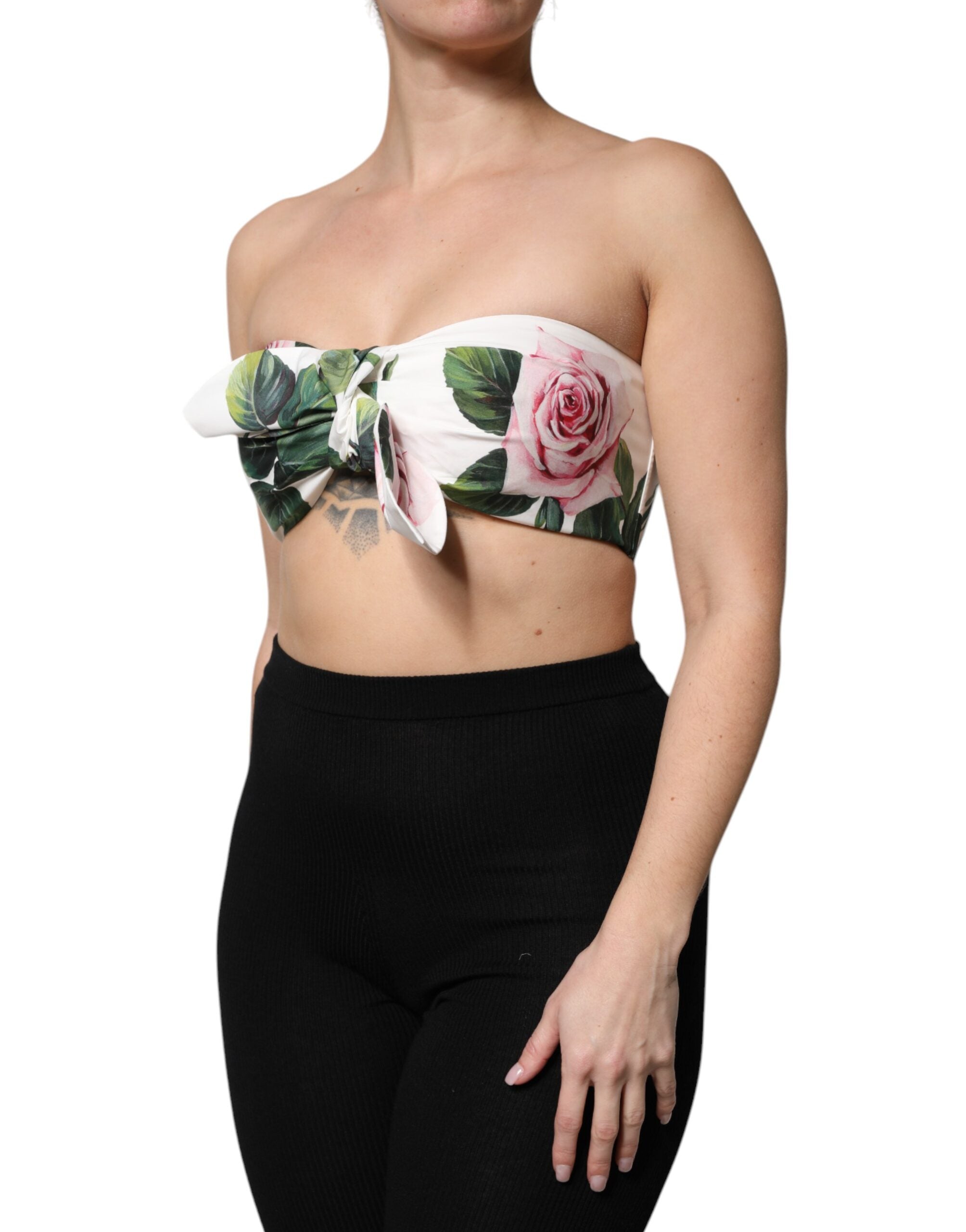 Dolce & Gabbana White Floral Print Cropped Bustier Corset Top Dolce & Gabbana