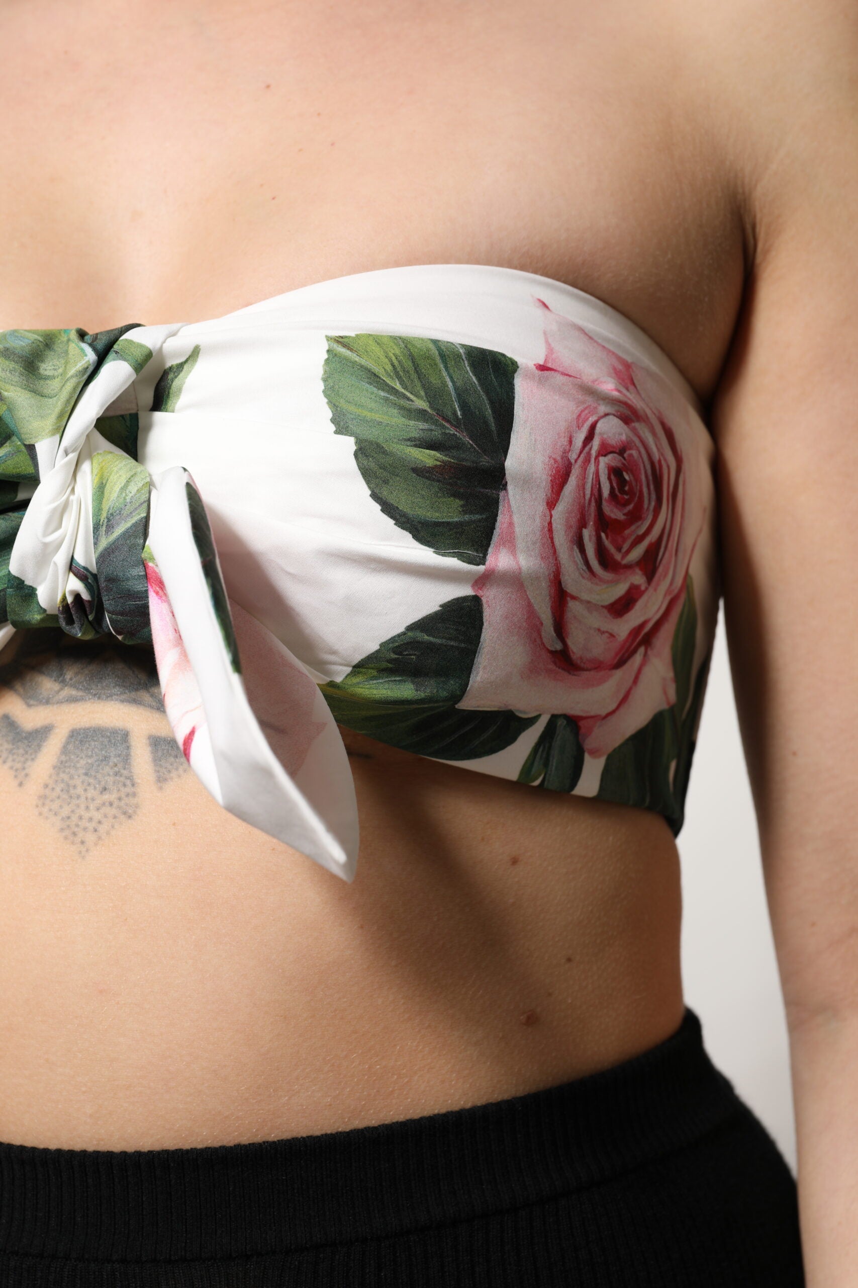 Dolce & Gabbana White Floral Print Cropped Bustier Corset Top Dolce & Gabbana