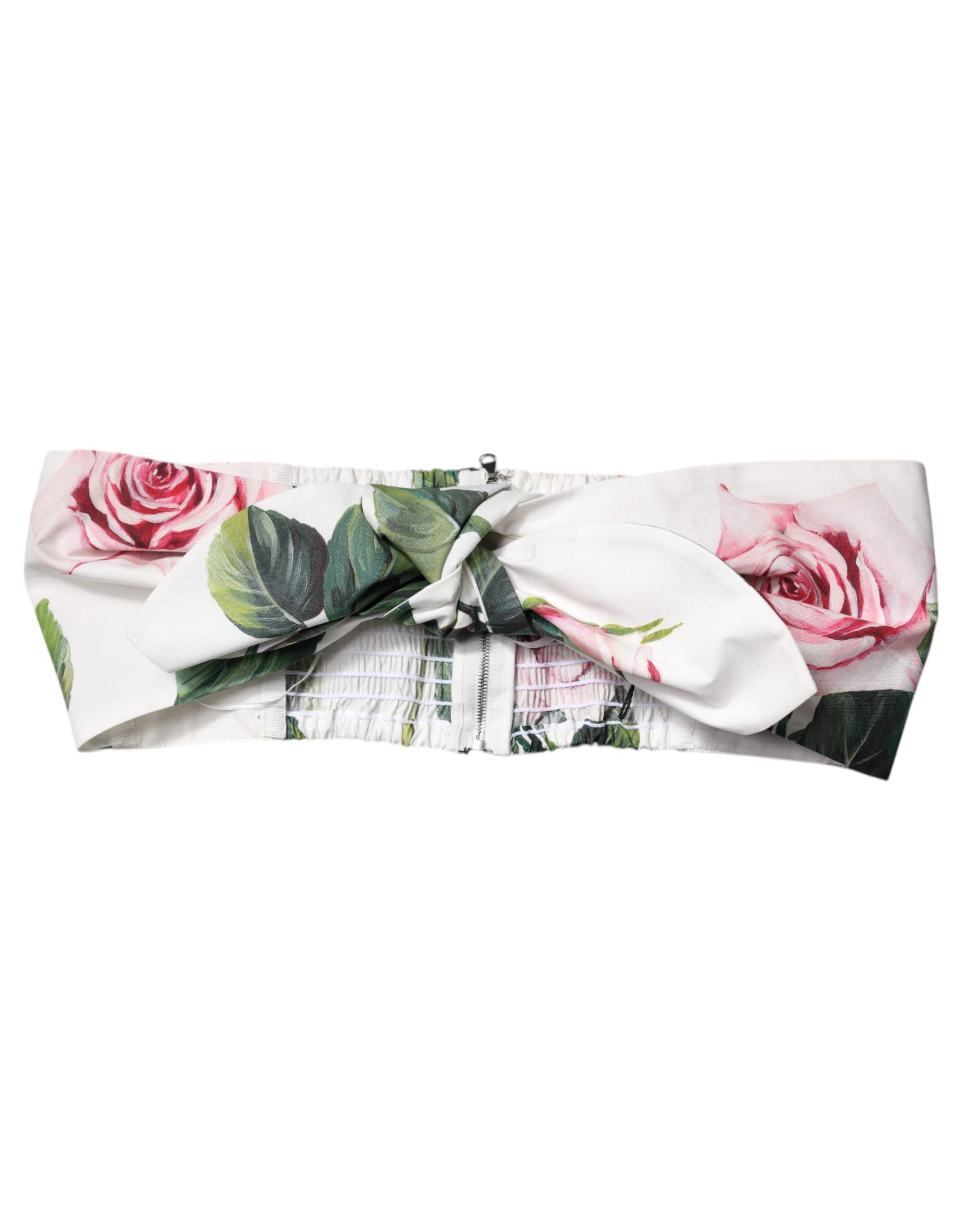 Dolce & Gabbana White Floral Print Cropped Bustier Corset Top Dolce & Gabbana
