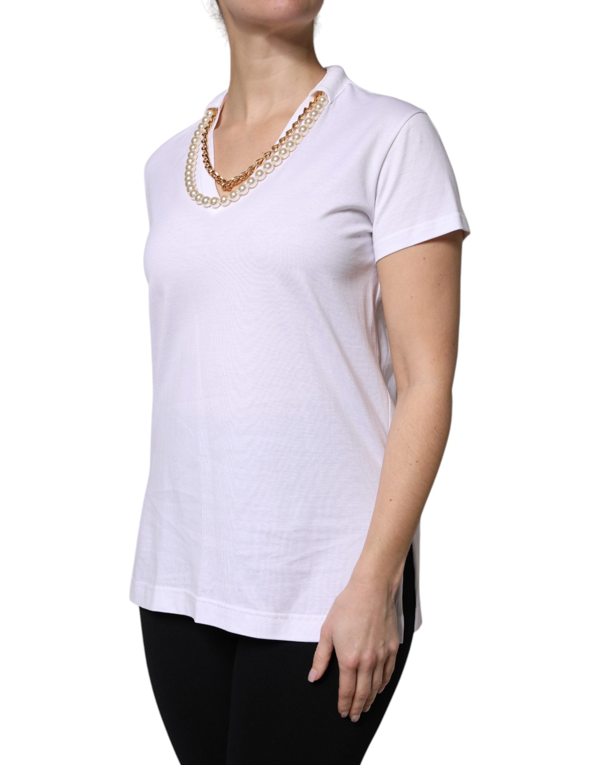 Dolce & Gabbana White Necklace Cotton Short Sleeve T-shirt Dolce & Gabbana