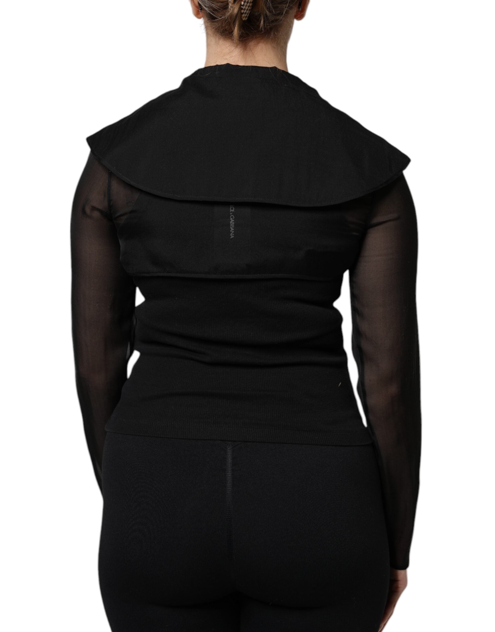 Dolce & Gabbana Black Silk Sheer Long Sleeves Blouse Top Dolce & Gabbana