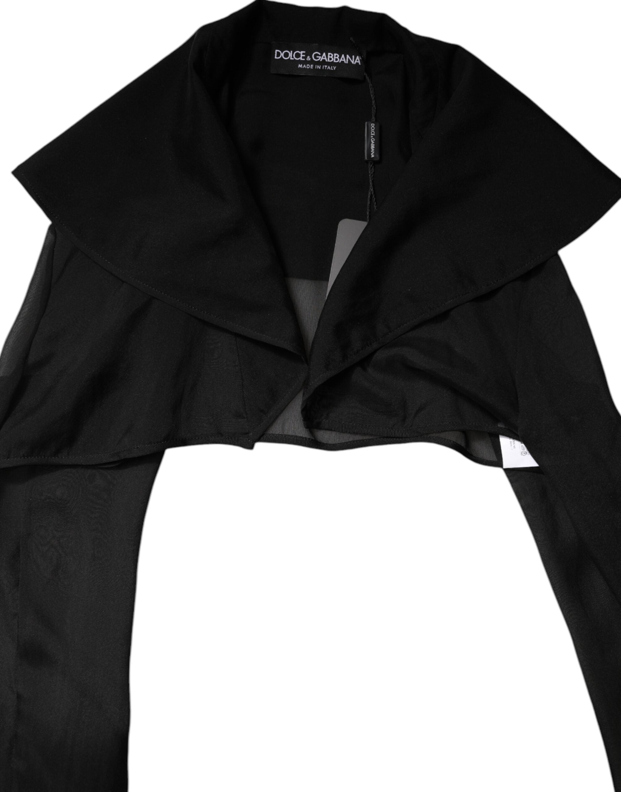Dolce & Gabbana Black Silk Sheer Long Sleeves Blouse Top Dolce & Gabbana