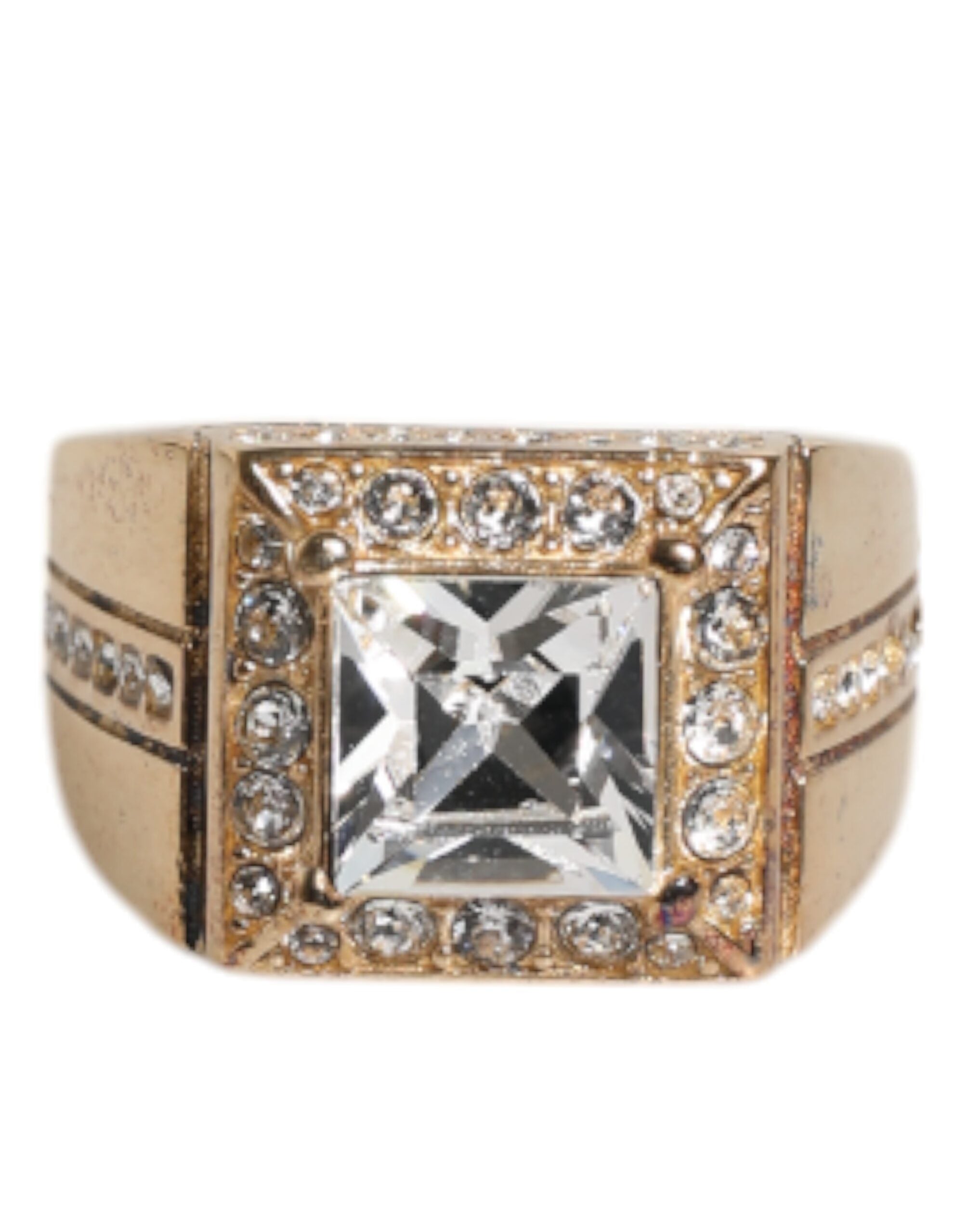 Dolce & Gabbana Gold Tone Sterling Silver 925 Crystals Ring Dolce & Gabbana