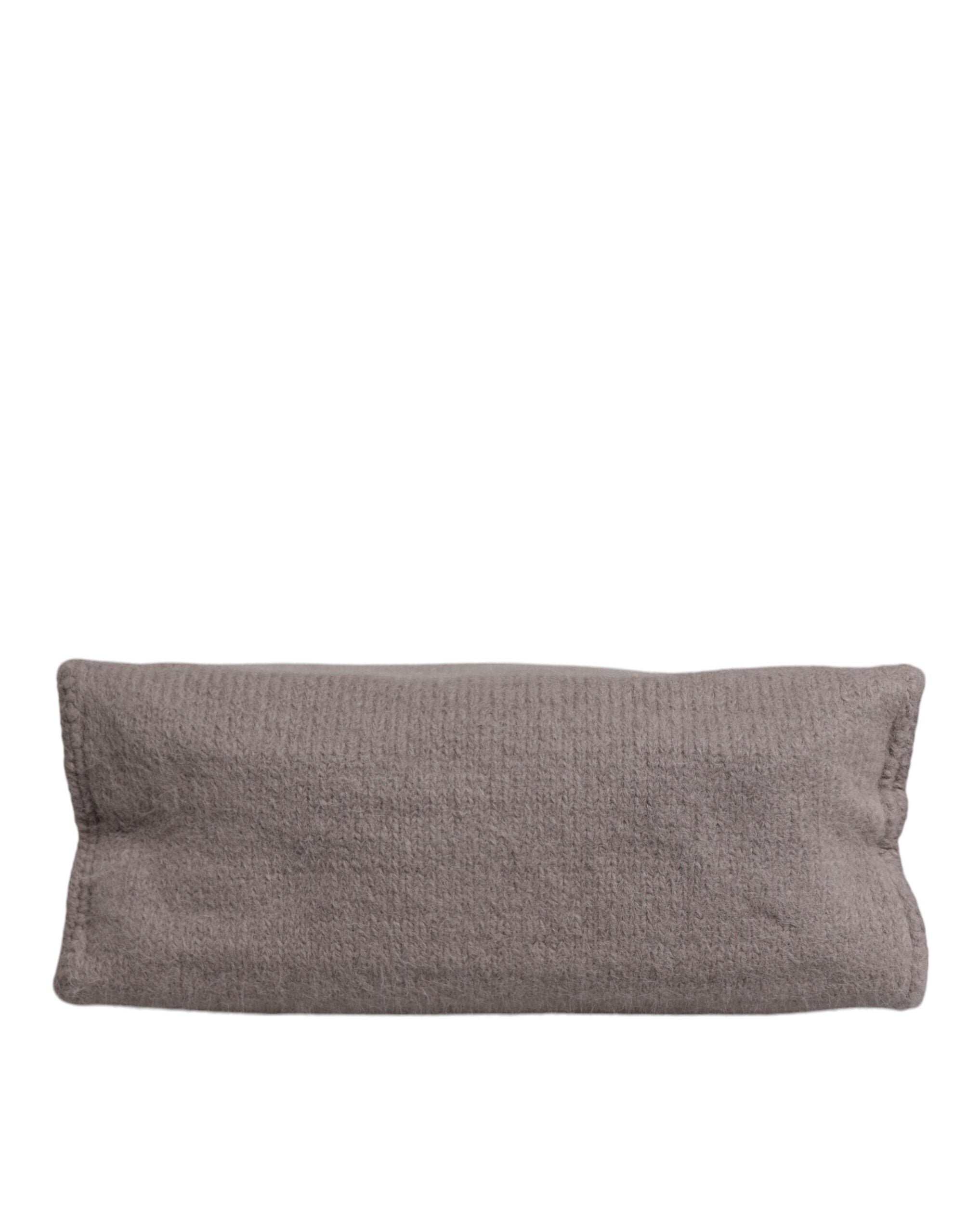 Dolce & Gabbana Grey Alpaca Wool Logo Plaque Tote Shoulder Bag Dolce & Gabbana