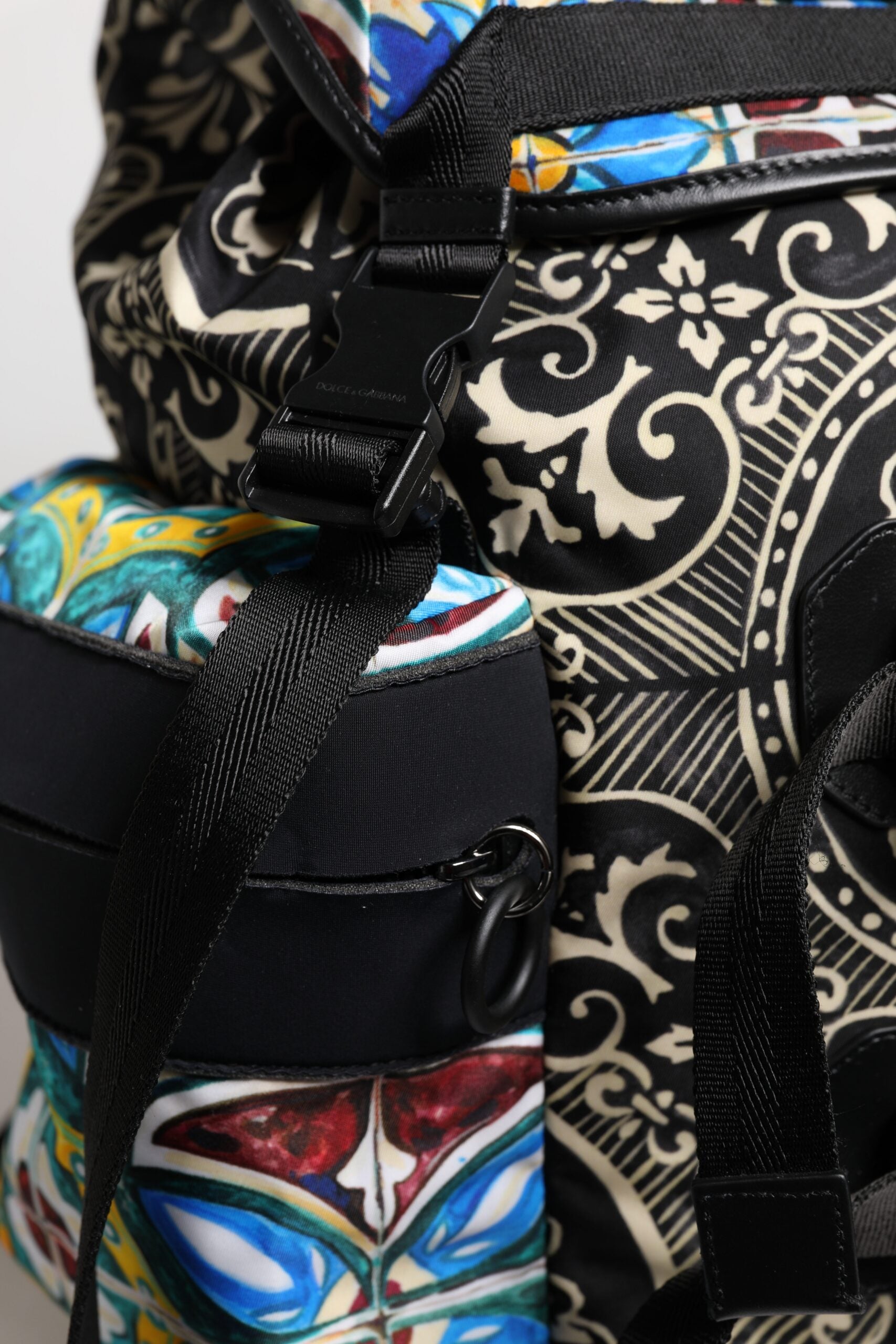 Dolce & Gabbana Multicolor Maiolica Print Nylon Backpack Bag Dolce & Gabbana