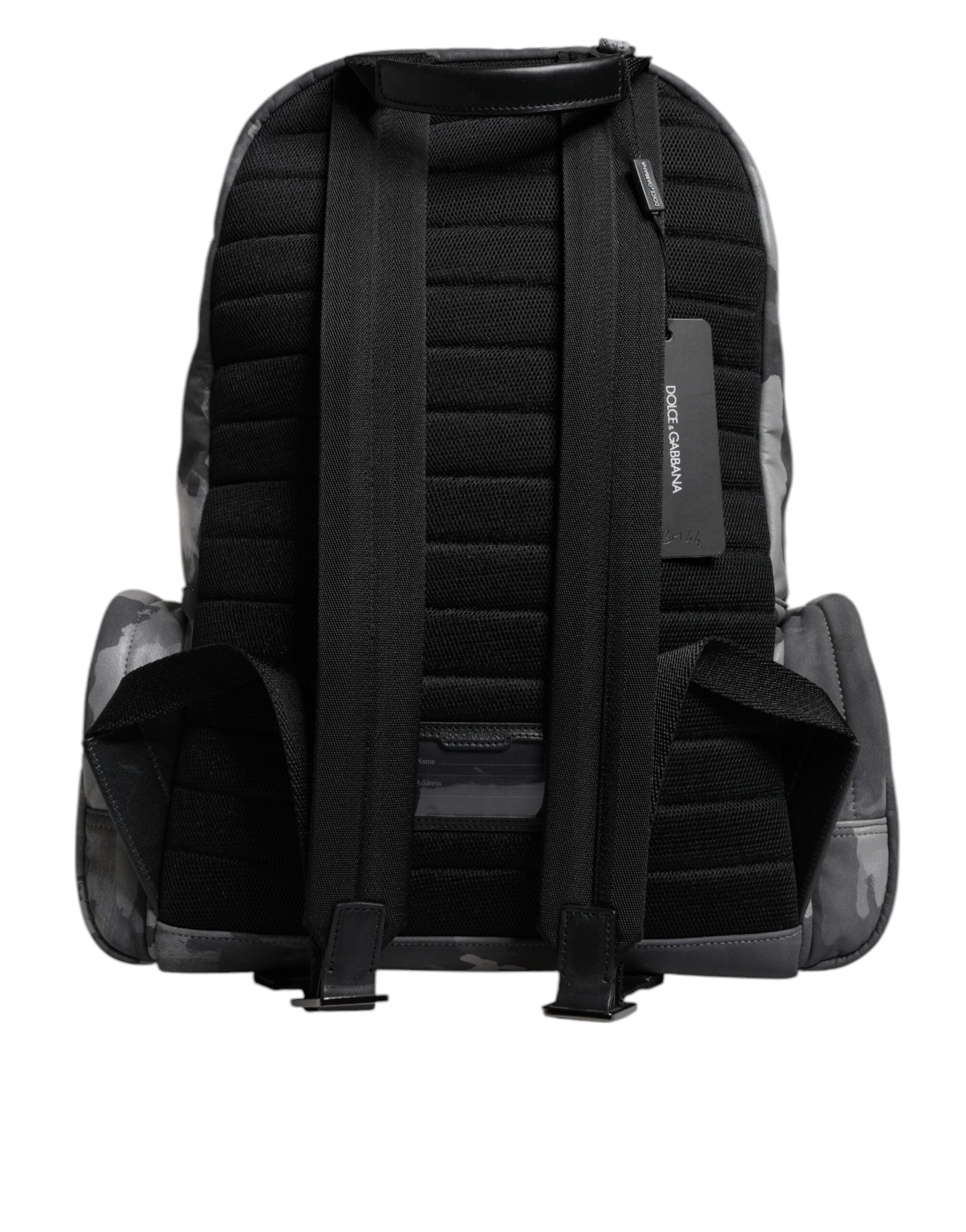 Dolce & Gabbana Gray Cotton Camouflage Logo Plaque Backpack Bag Dolce & Gabbana