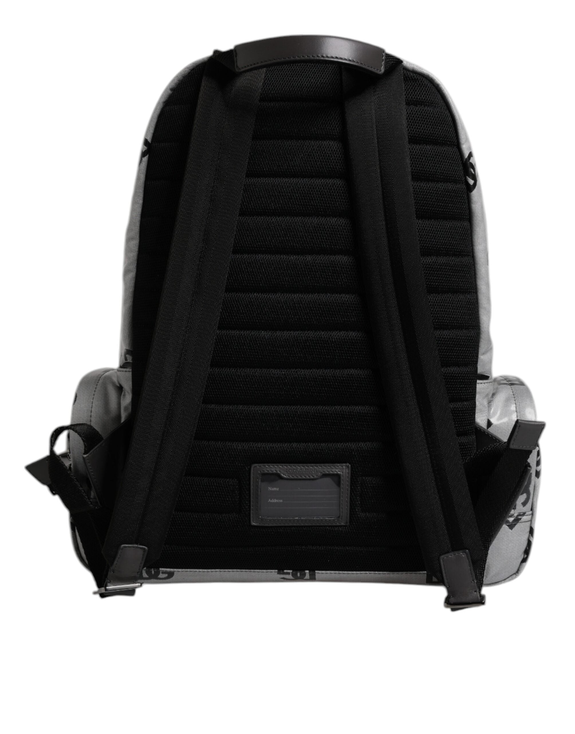 Dolce & Gabbana Polyester Gray Black DG Logo Plaque Backpack Bag Dolce & Gabbana