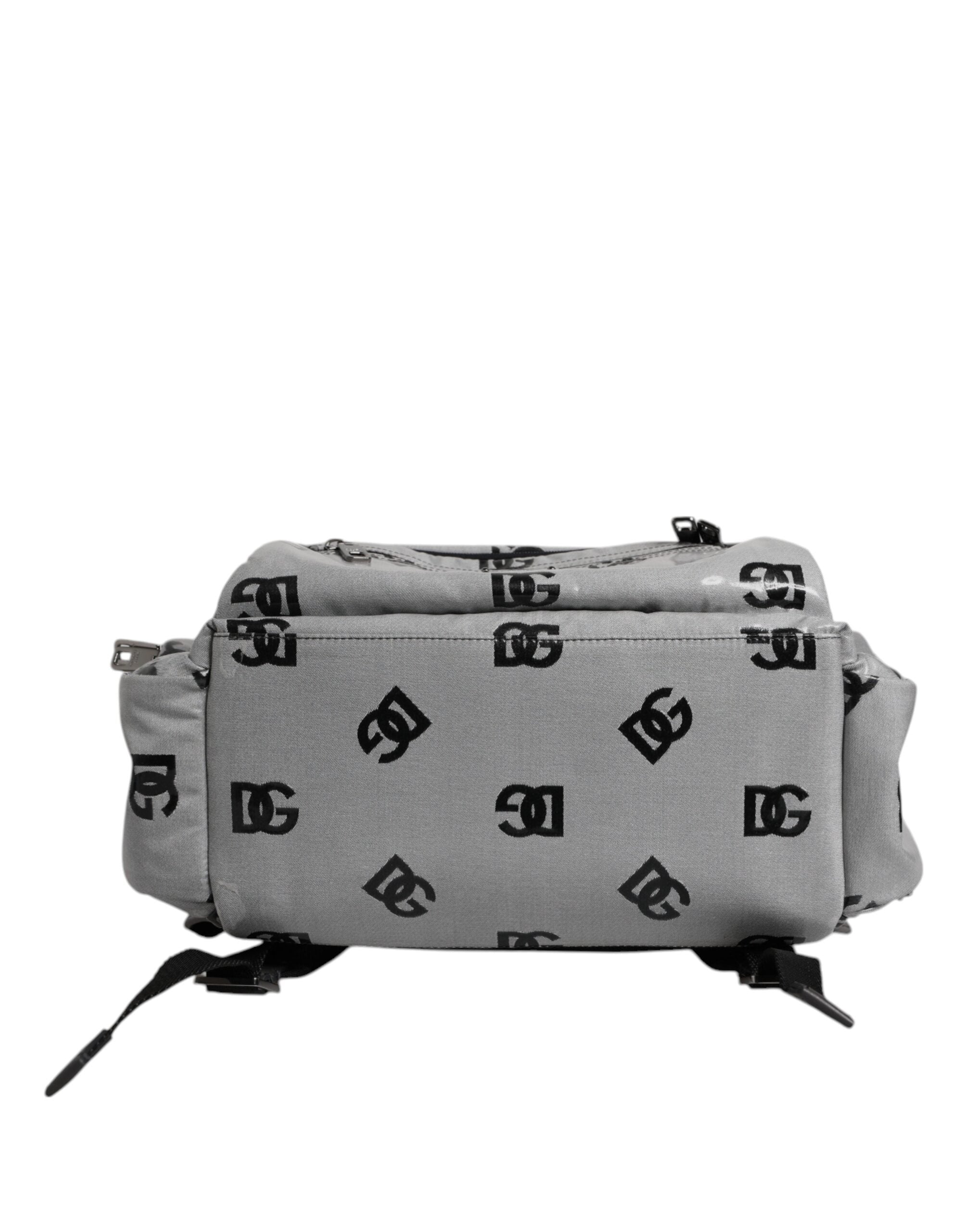 Dolce & Gabbana Polyester Gray Black DG Logo Plaque Backpack Bag Dolce & Gabbana