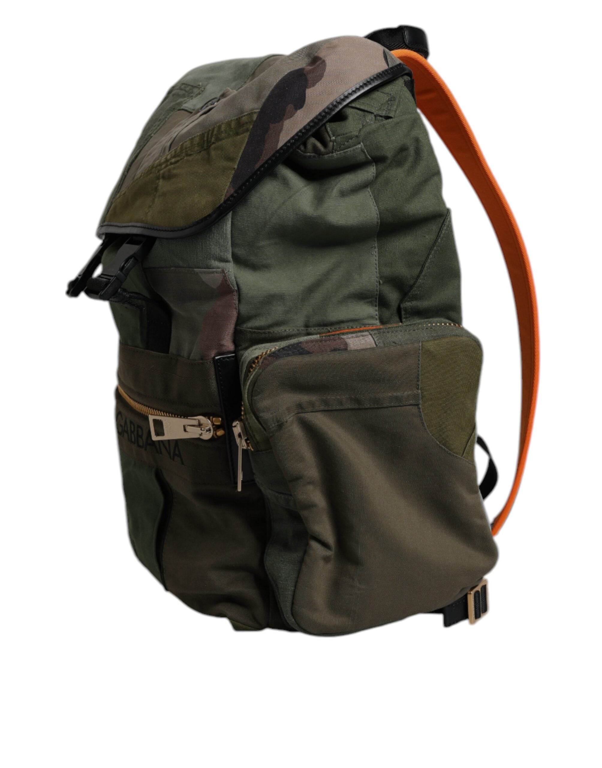 Dolce & Gabbana Military Green Patchwork Travel Backpack Bag Dolce & Gabbana