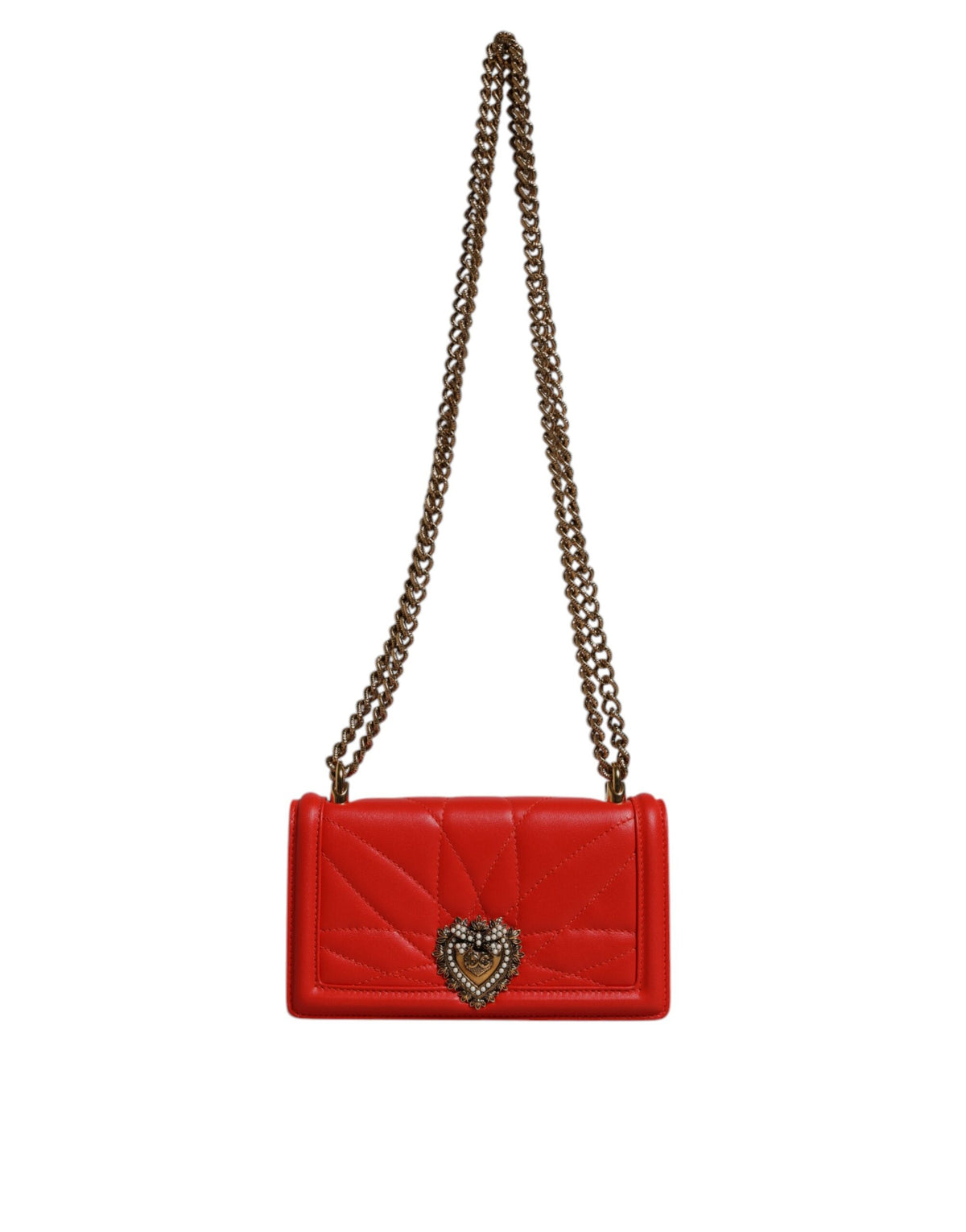 Dolce & Gabbana Red Quilted Devotion Crossbody Chain Phone Cover Bag