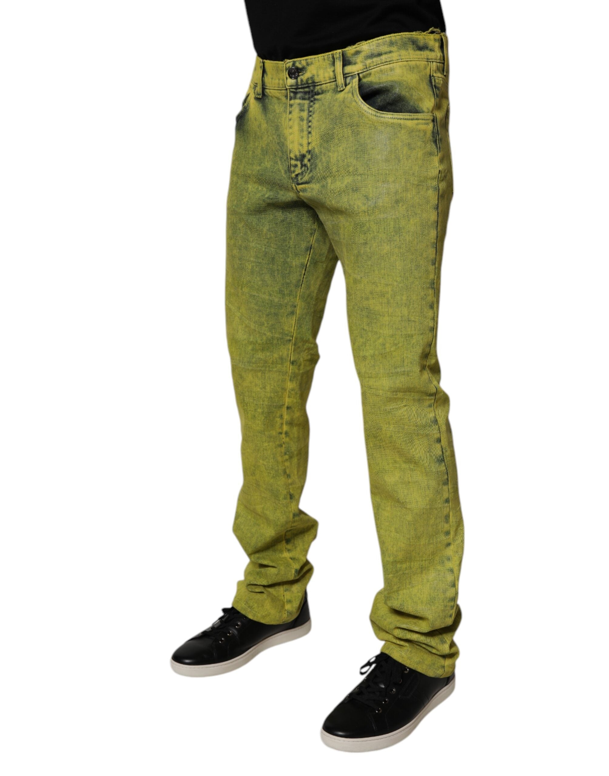 Dolce & Gabbana Yellow Cotton Stretch Skinny Men Denim Jeans Dolce & Gabbana