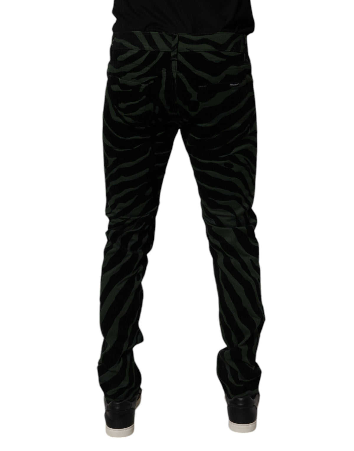 Dolce & Gabbana Black Green Stripes Cotton Skinny Denim Jeans