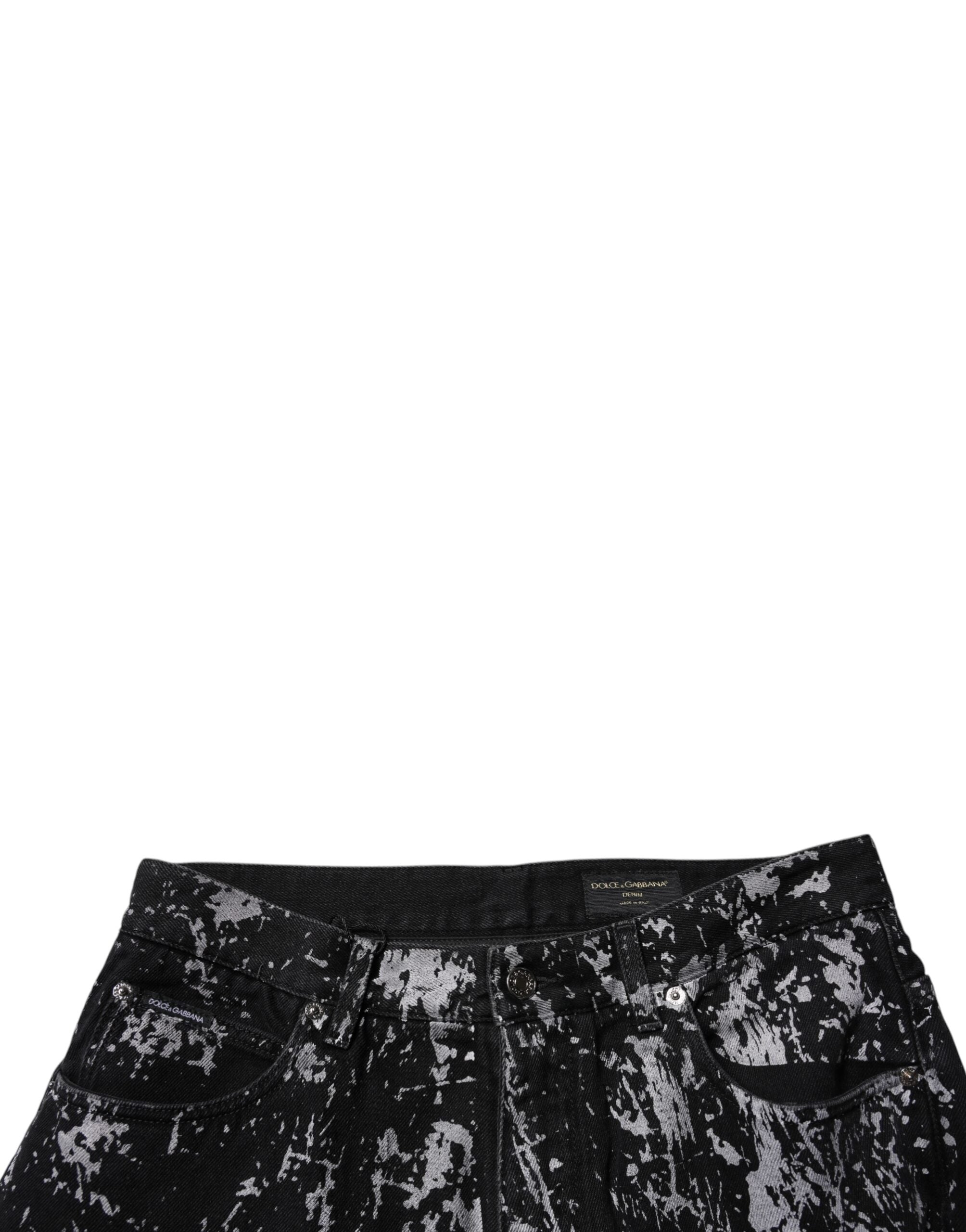 Dolce & Gabbana Black Tie Dye Cotton Straight Men Denim Jeans Dolce & Gabbana