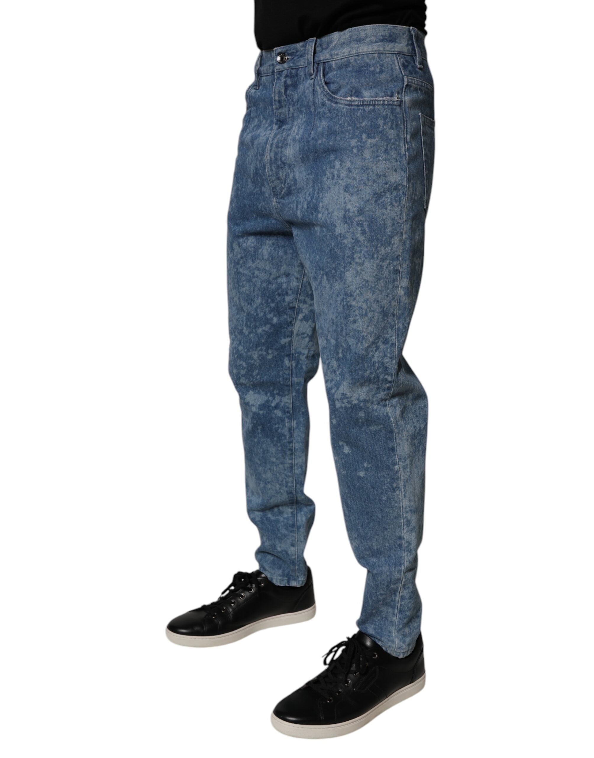 Dolce & Gabbana Blue Tie Dye Cotton Skinny Men Denim Jeans Dolce & Gabbana