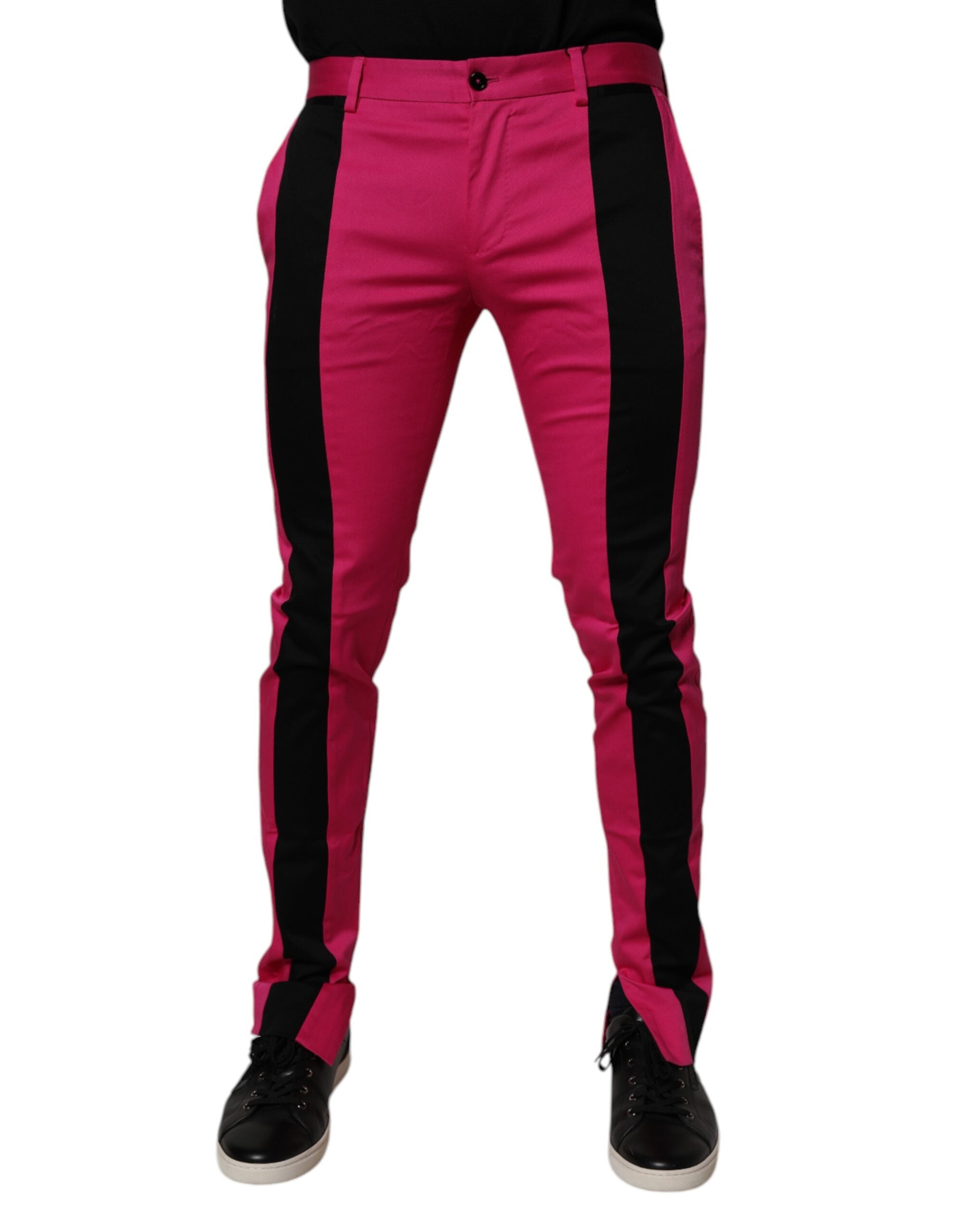 Dolce & Gabbana Pink Black Stripe Slim Fit Men Dress Pants Dolce & Gabbana