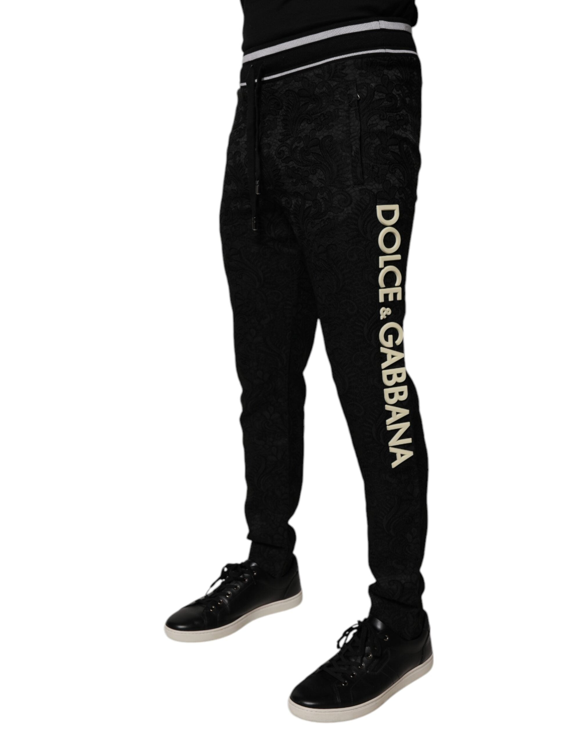 Dolce & Gabbana Black Mid Waist Jogger Men Sweatpants Pants Dolce & Gabbana