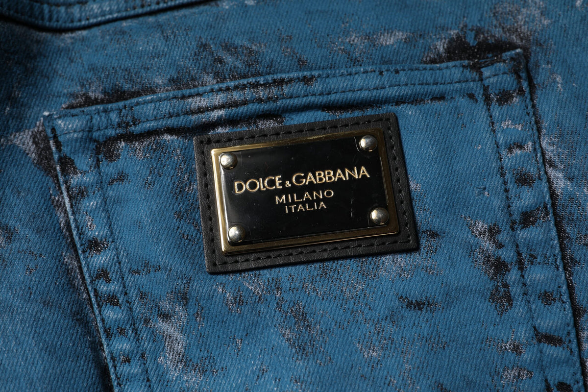Dolce & Gabbana Blue Tie Dye Cotton Skinny Men Denim Jeans