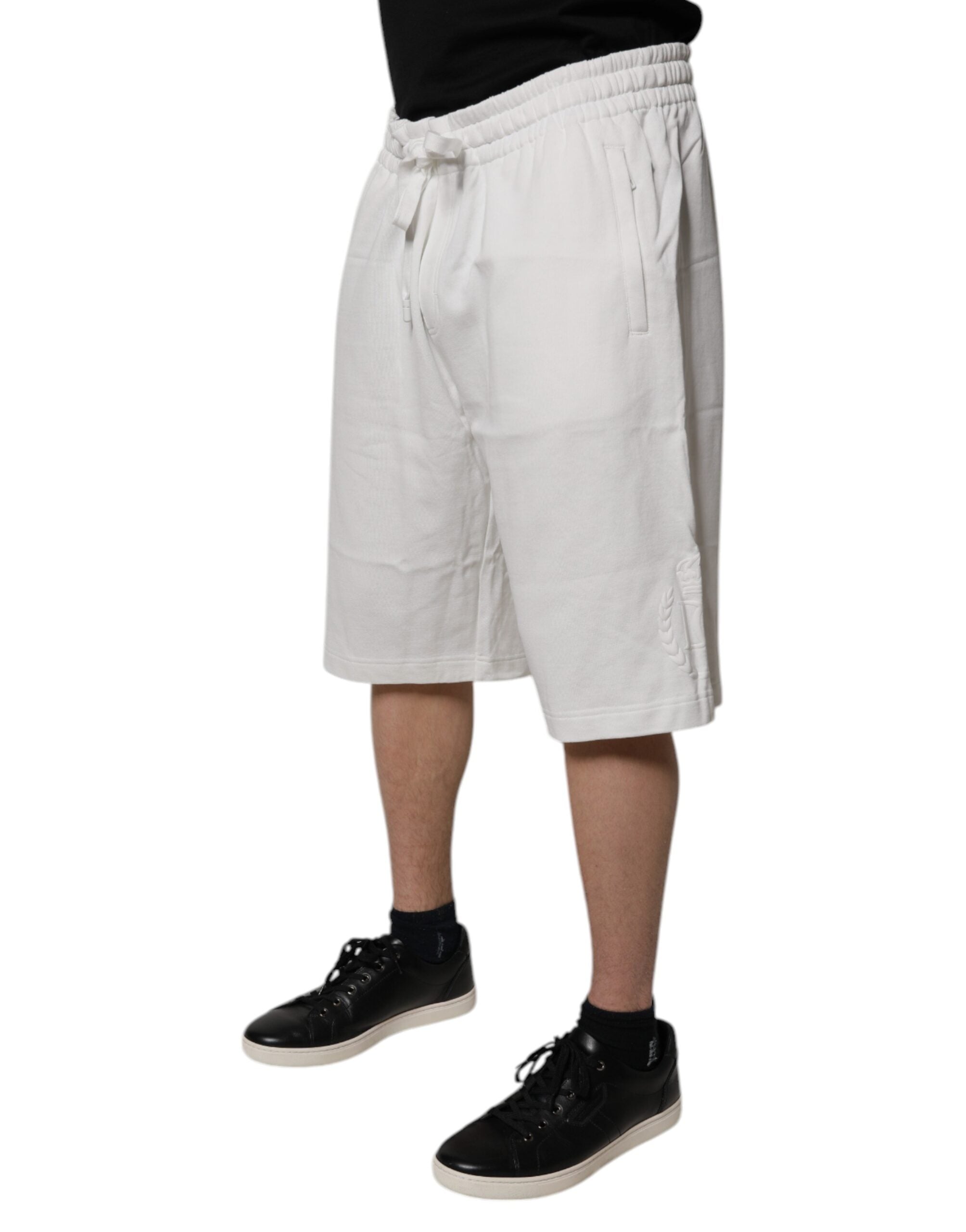Dolce & Gabbana White Cotton Sweatshorts Men Bermuda Shorts Dolce & Gabbana