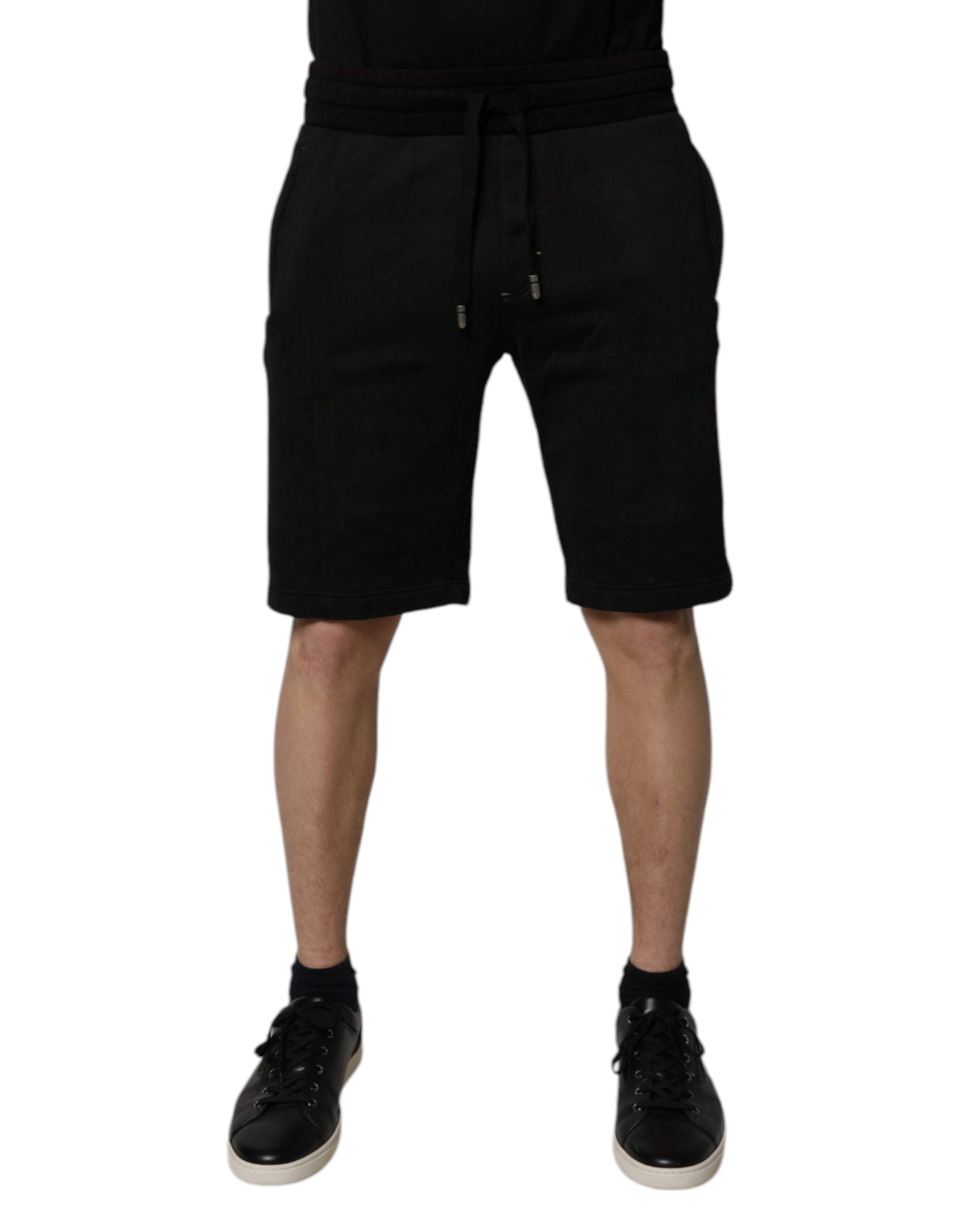 Dolce & Gabbana Black Cotton Sweatshorts Men Bermuda Shorts Dolce & Gabbana