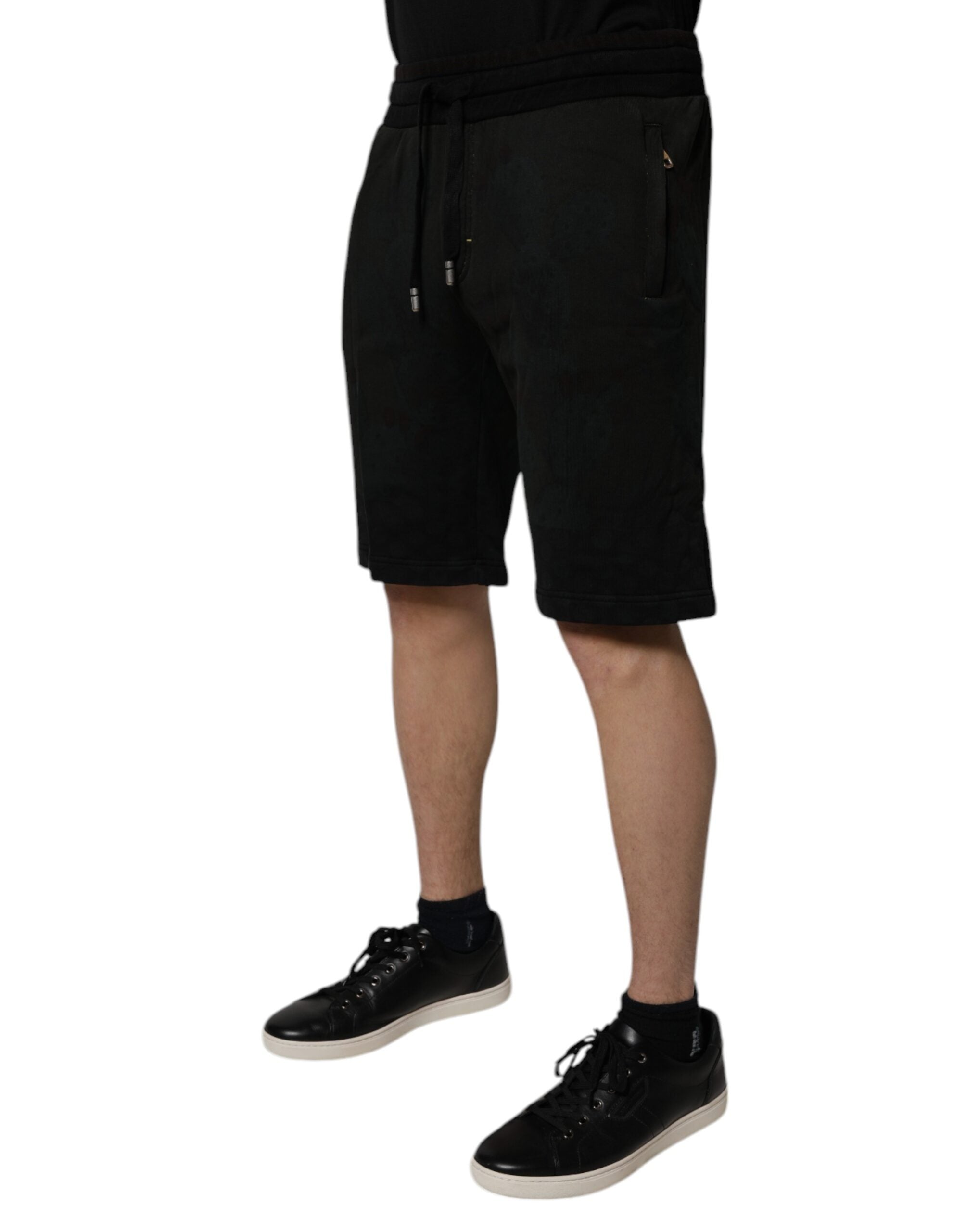 Dolce & Gabbana Black Cotton Sweatshorts Men Bermuda Shorts Dolce & Gabbana
