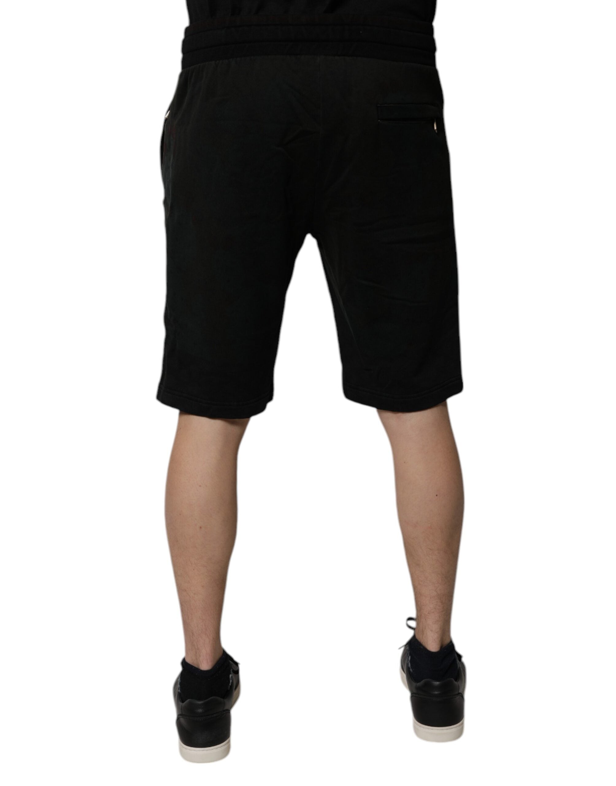 Dolce & Gabbana Black Cotton Sweatshorts Men Bermuda Shorts Dolce & Gabbana
