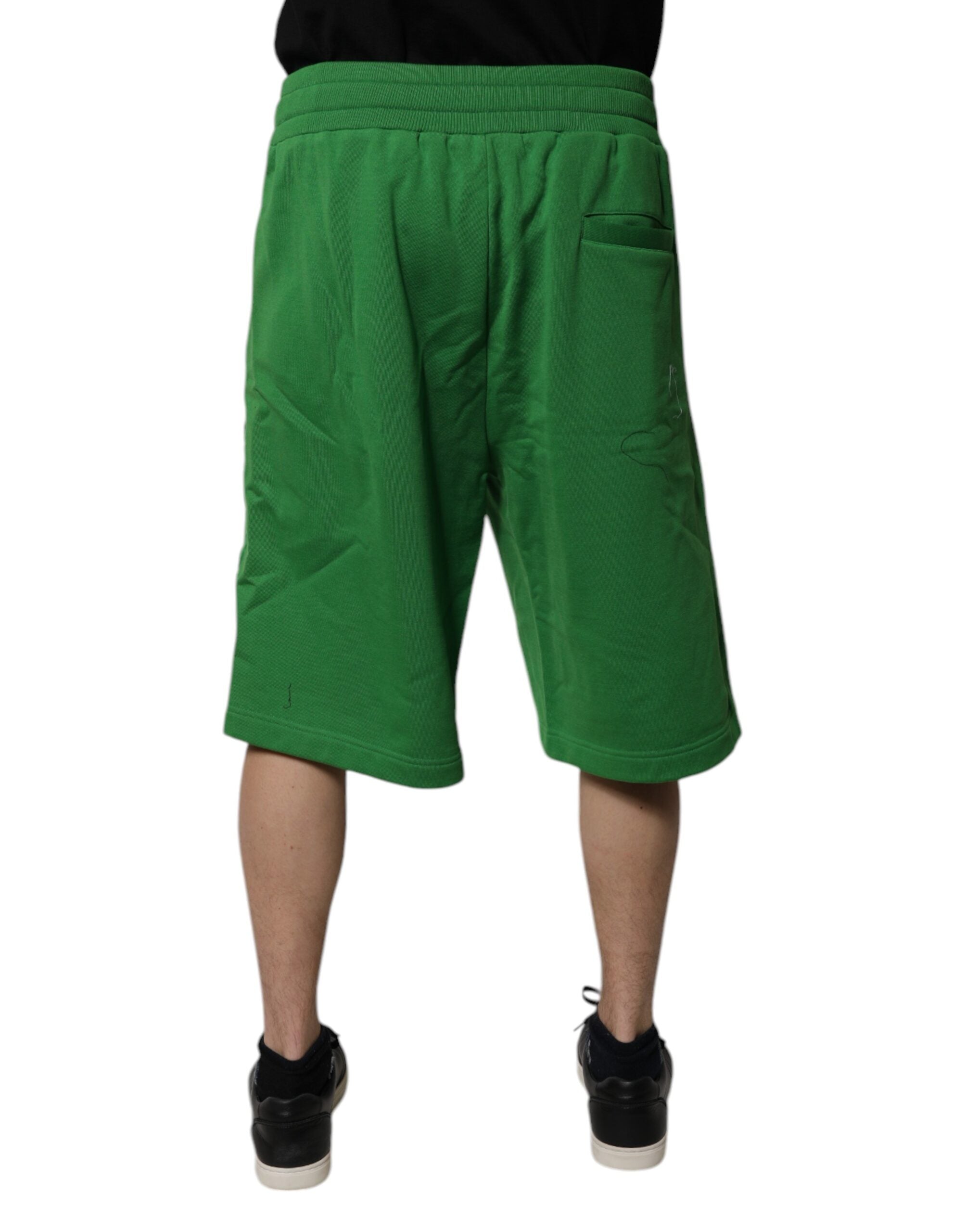 Dolce & Gabbana Green Cotton Men Sweatshorts Bermuda Shorts Dolce & Gabbana