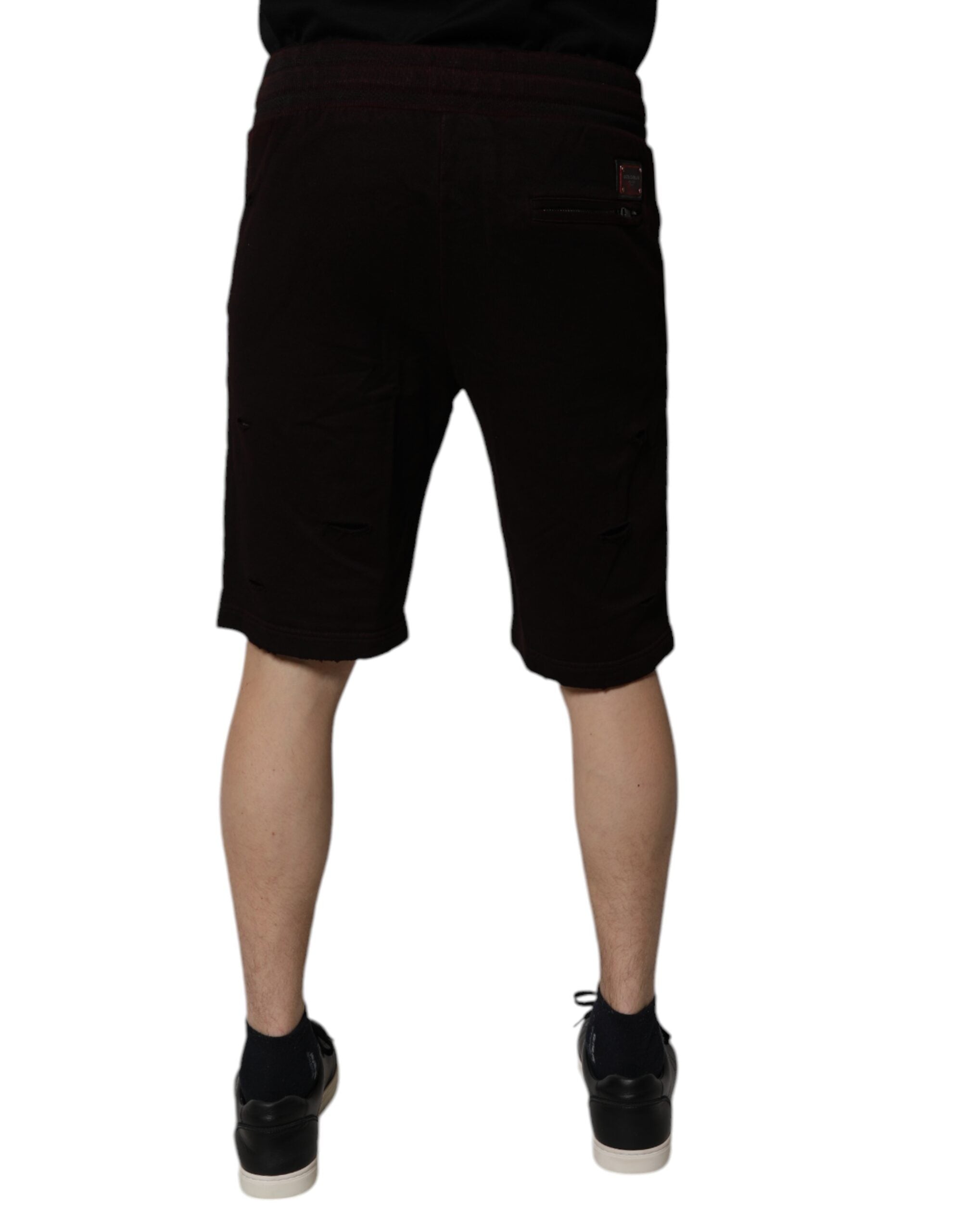 Dolce & Gabbana Maroon Cotton Sweatshorts Men Bermuda Shorts Dolce & Gabbana