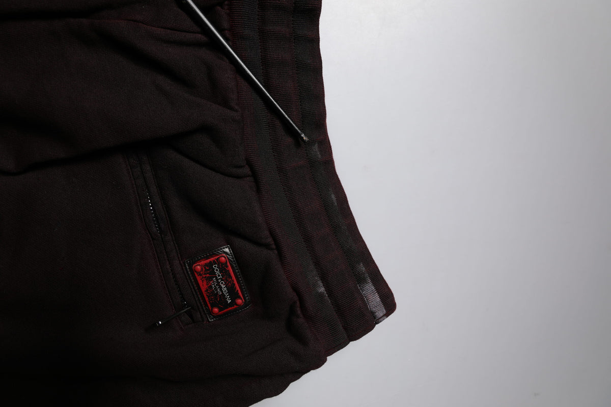 Dolce & Gabbana Maroon Cotton Logo Plaque Men Bermuda Shorts