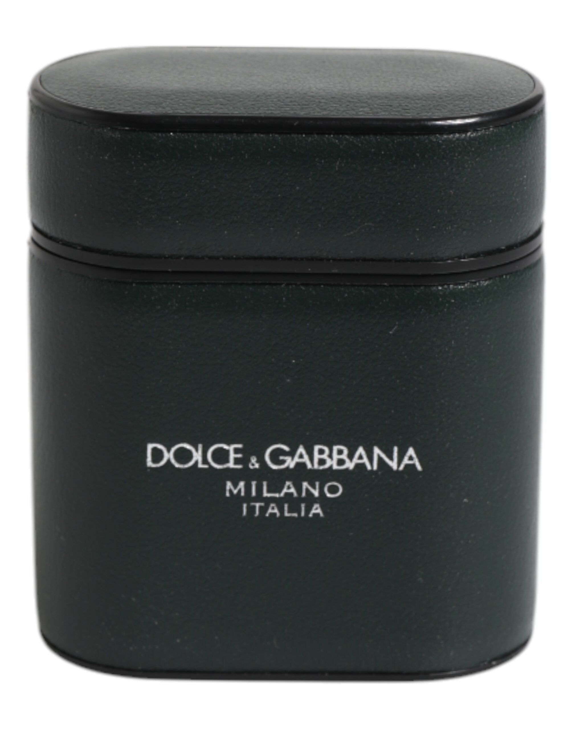 Dolce & Gabbana Green Calfskin Leather Logo Print Flip Holder Airpods Case Dolce & Gabbana