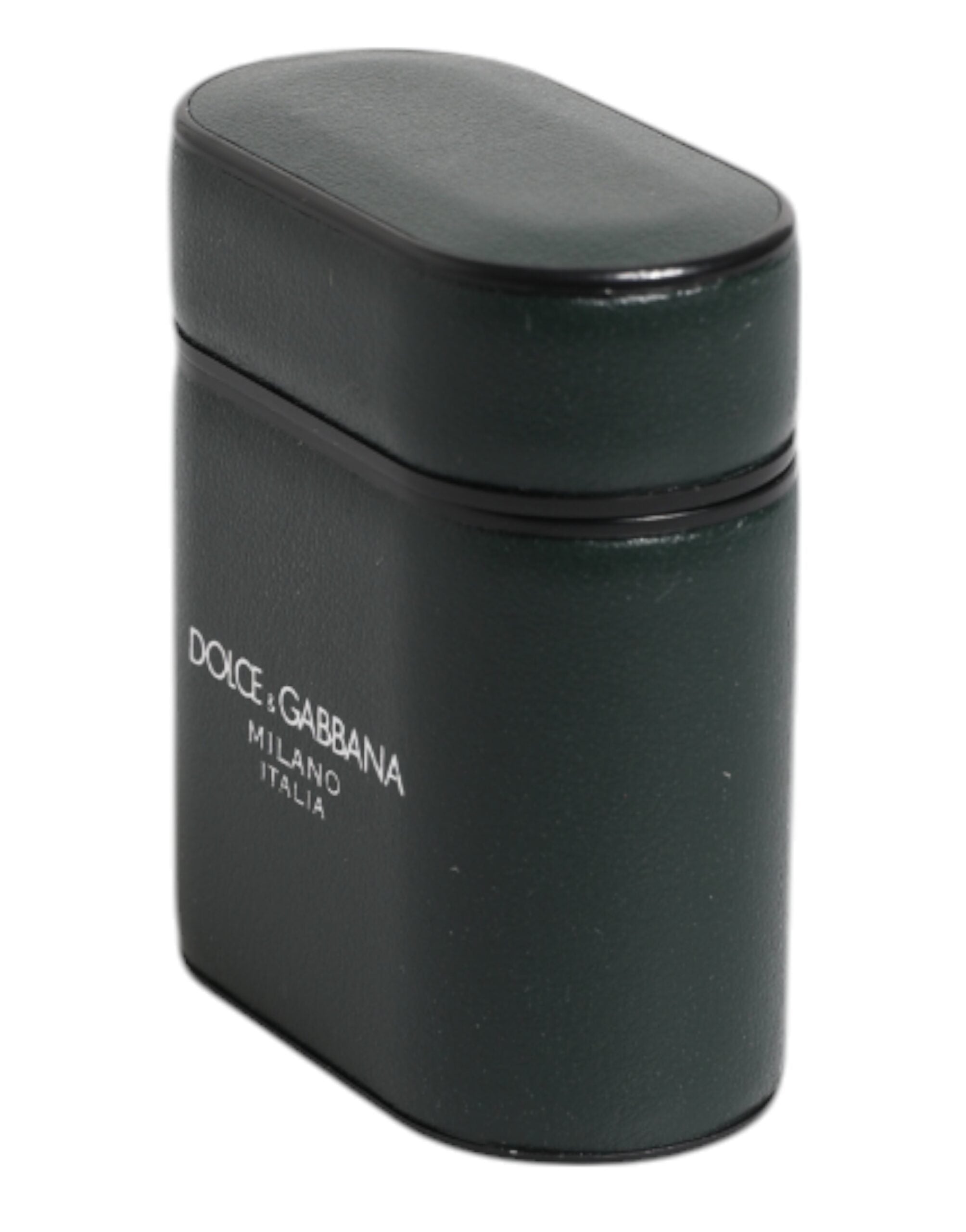 Dolce & Gabbana Green Calfskin Leather Logo Print Flip Holder Airpods Case Dolce & Gabbana