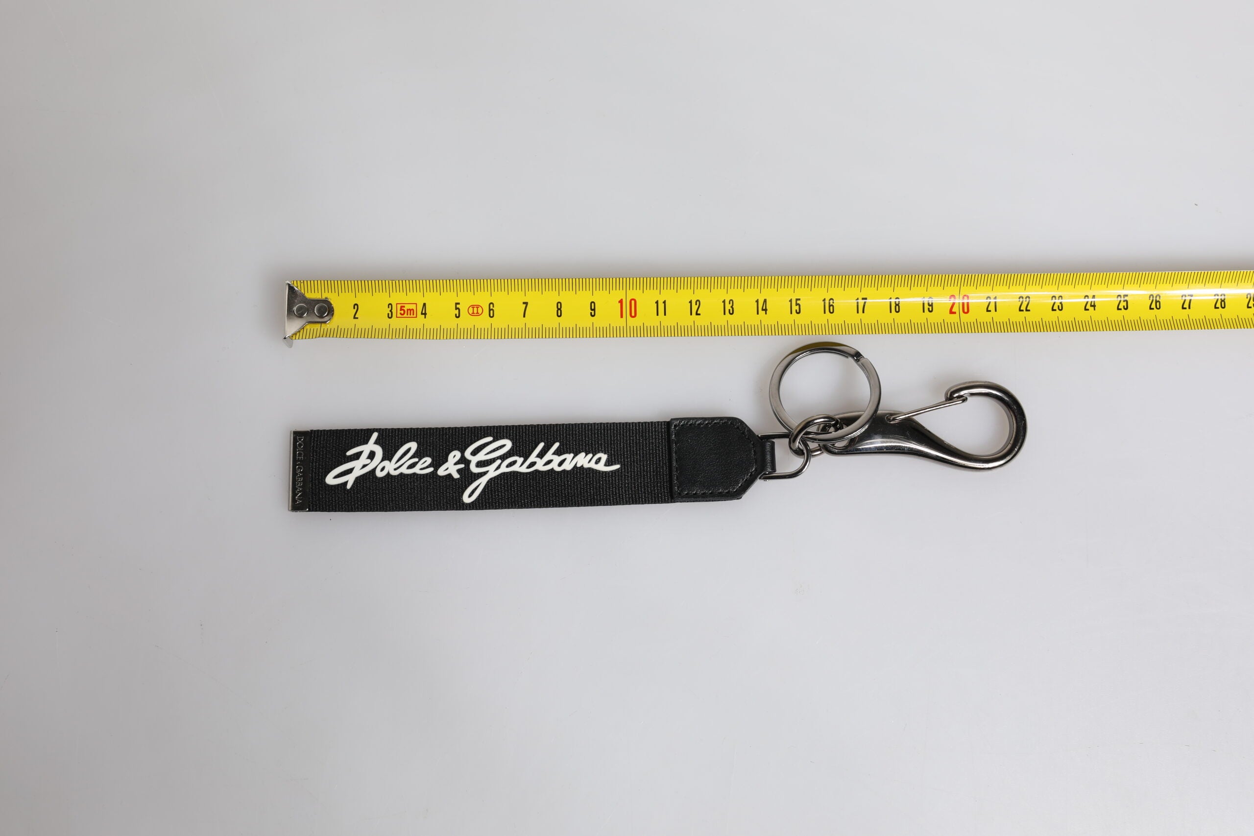 Dolce & Gabbana Black White DG Logo Silver Men Keychain Polyester Keyring Dolce & Gabbana