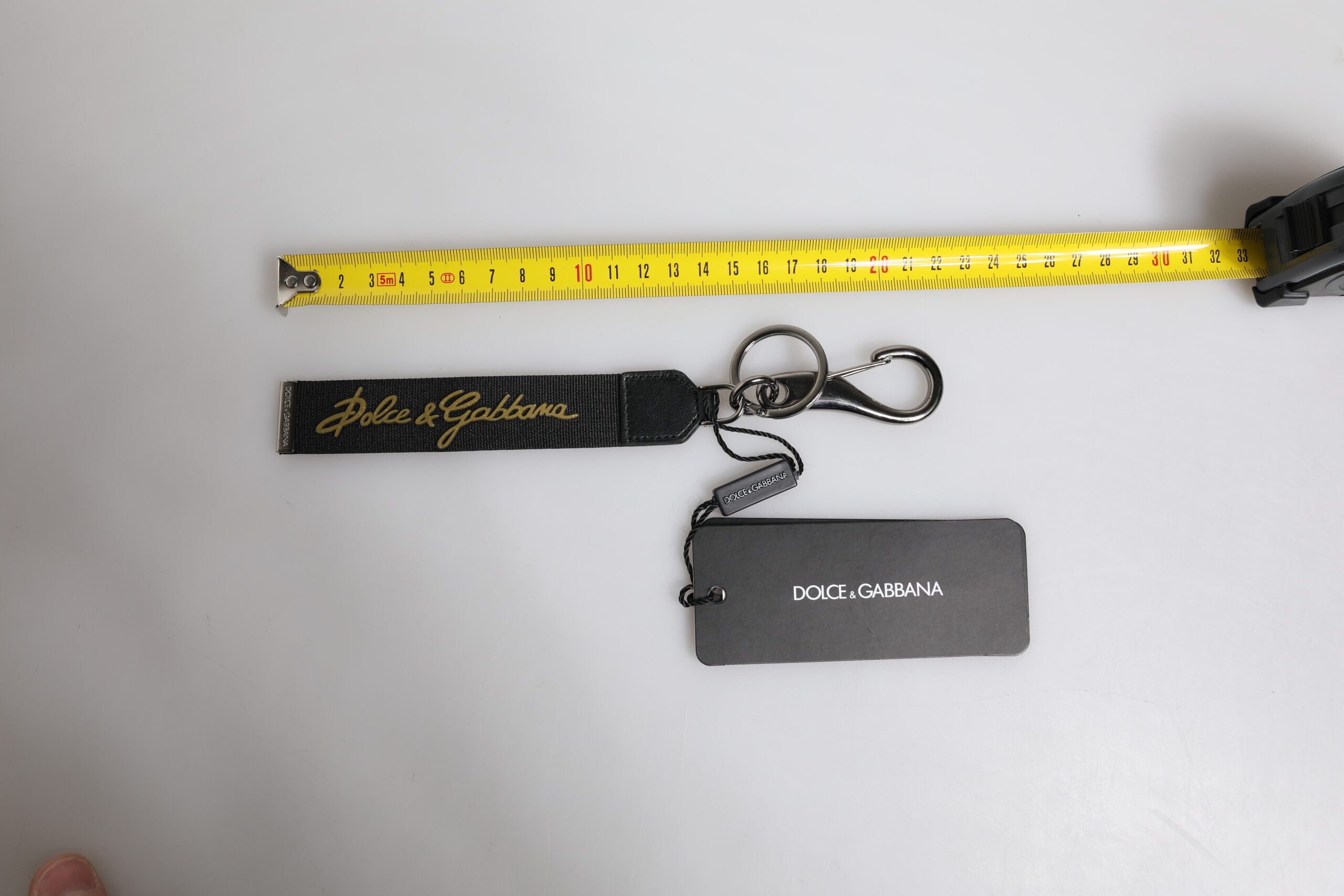 Dolce & Gabbana Black Logo Nylon Silver Brass Men Holder Keychain Keyring Dolce & Gabbana