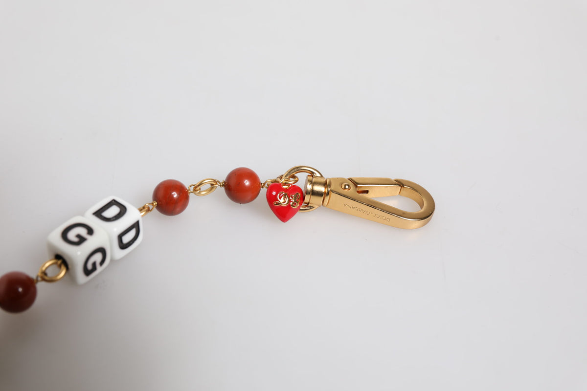 Dolce & Gabbana Multicolor Gold Tone Brass Chain DG Logo Dice Bracelet