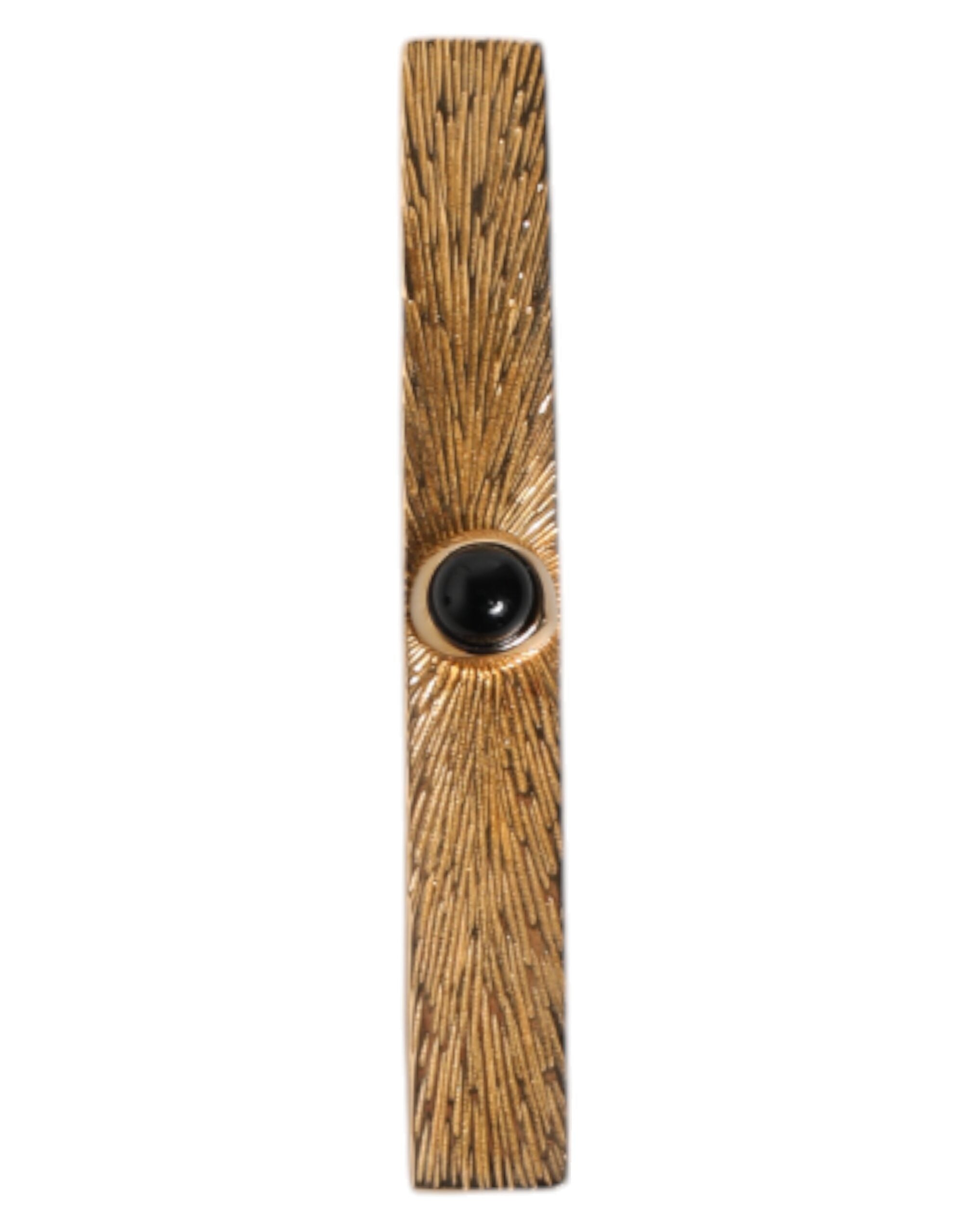 Dolce & Gabbana Black Sapphire Gold Tone Brass Tie Clip Bar Dolce & Gabbana