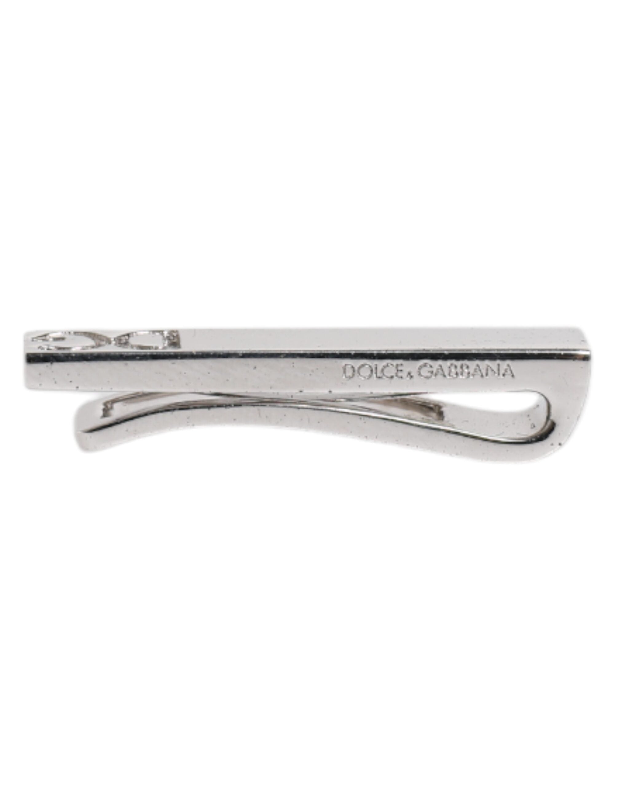 Dolce & Gabbana Silver Tone Brass Logo Branded Tie Clip Bar Dolce & Gabbana